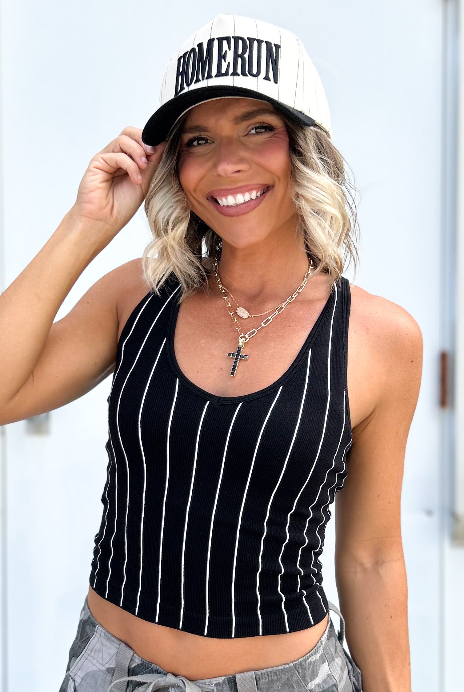 Striped Back Smoothing V-Neck Brami-100 TANK/CROP TOPS-Pebby Forevee-Heathered Boho Boutique, Women's Fashion and Accessories in Palmetto, FL