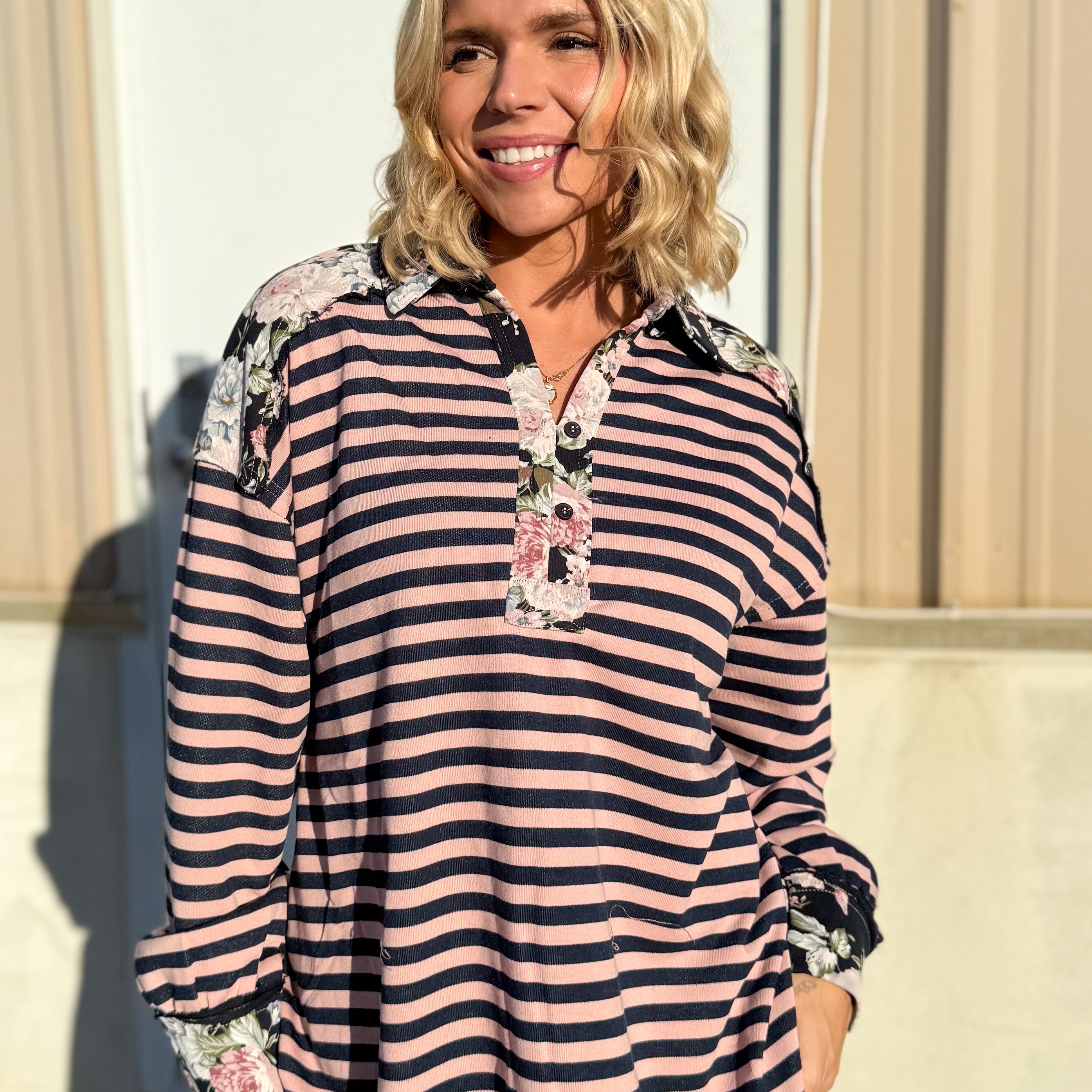 Cottage Cozy Top-120 Long Sleeve Tops-Davi & Dani-Heathered Boho Boutique, Women's Fashion and Accessories in Palmetto, FL