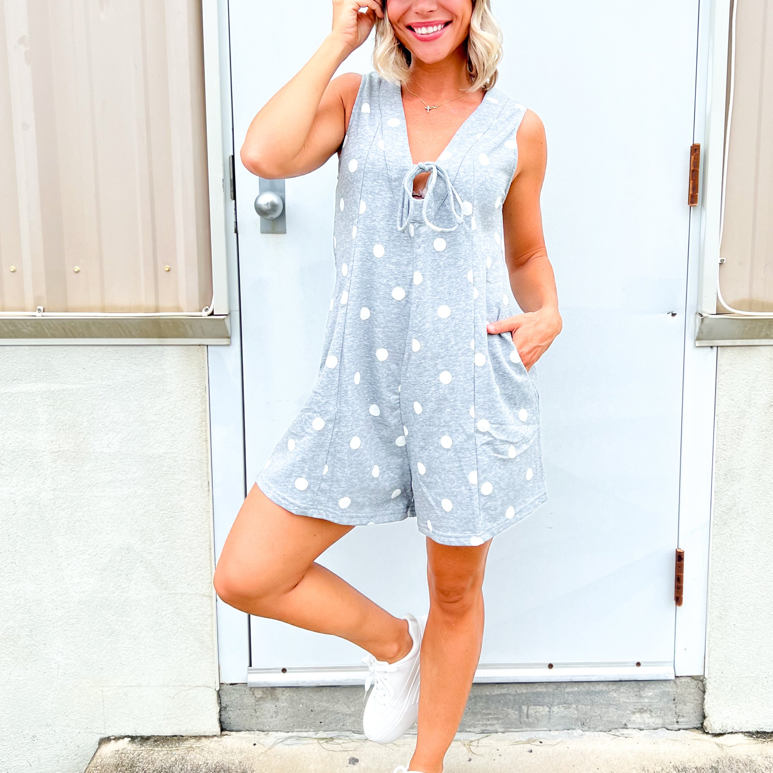 The Sweet Spot Romper-230 DRESSES/JUMPSUITS/ROMPERS-POLAGRAM-Heathered Boho Boutique, Women's Fashion and Accessories in Palmetto, FL