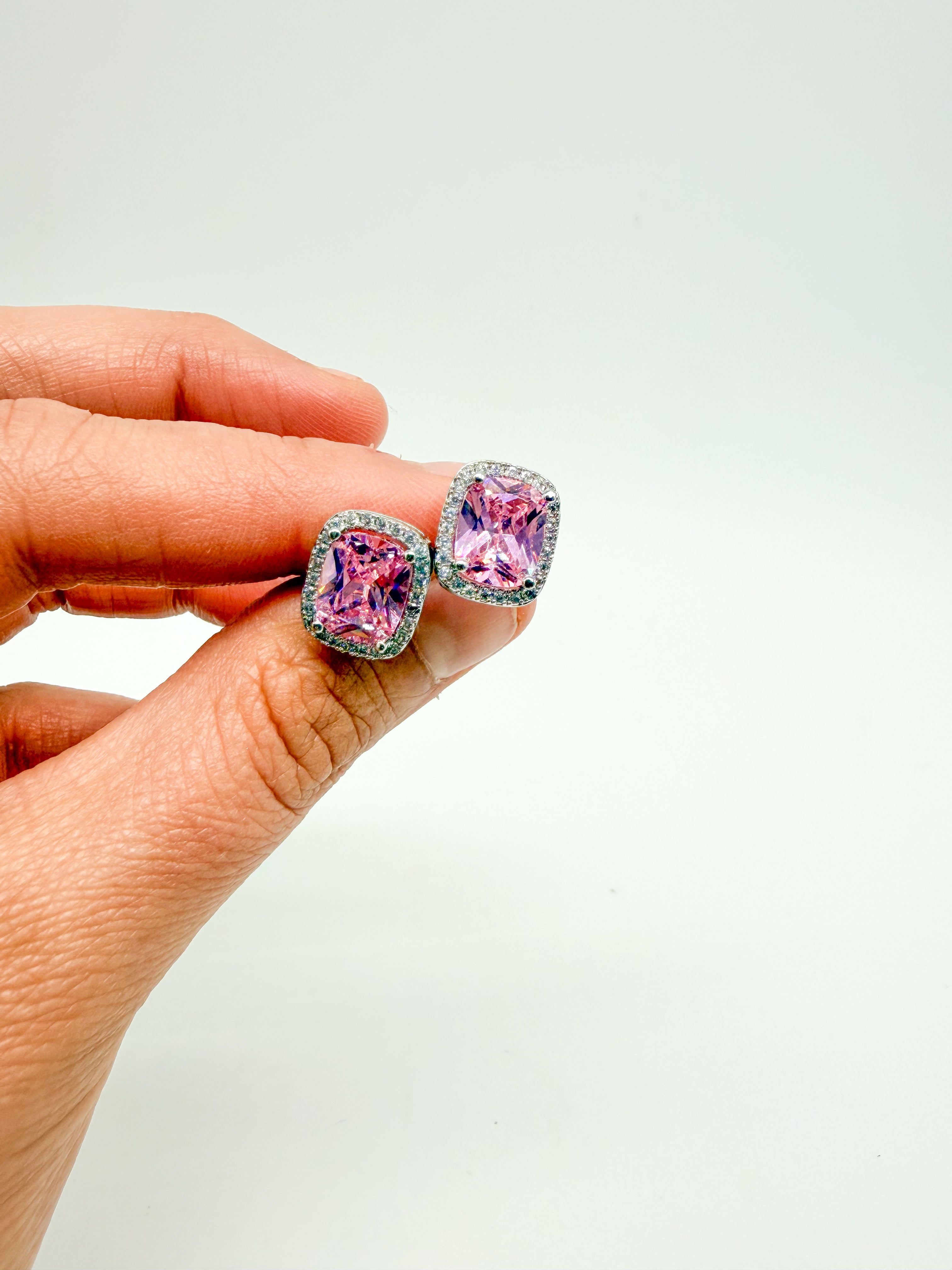 Square Crystal Pink Stud Earring-310 Jewelry-NIHAO JEWELRY-Heathered Boho Boutique, Women's Fashion and Accessories in Palmetto, FL