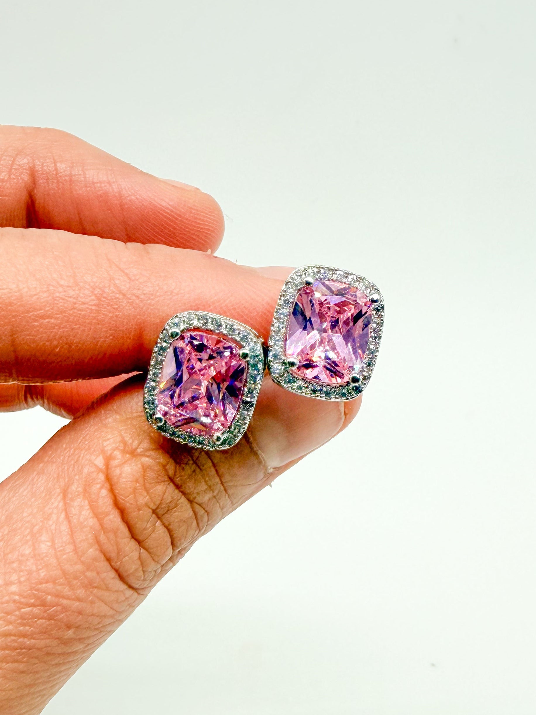 Square Crystal Pink Stud Earring-310 Jewelry-NIHAO JEWELRY-Heathered Boho Boutique, Women's Fashion and Accessories in Palmetto, FL