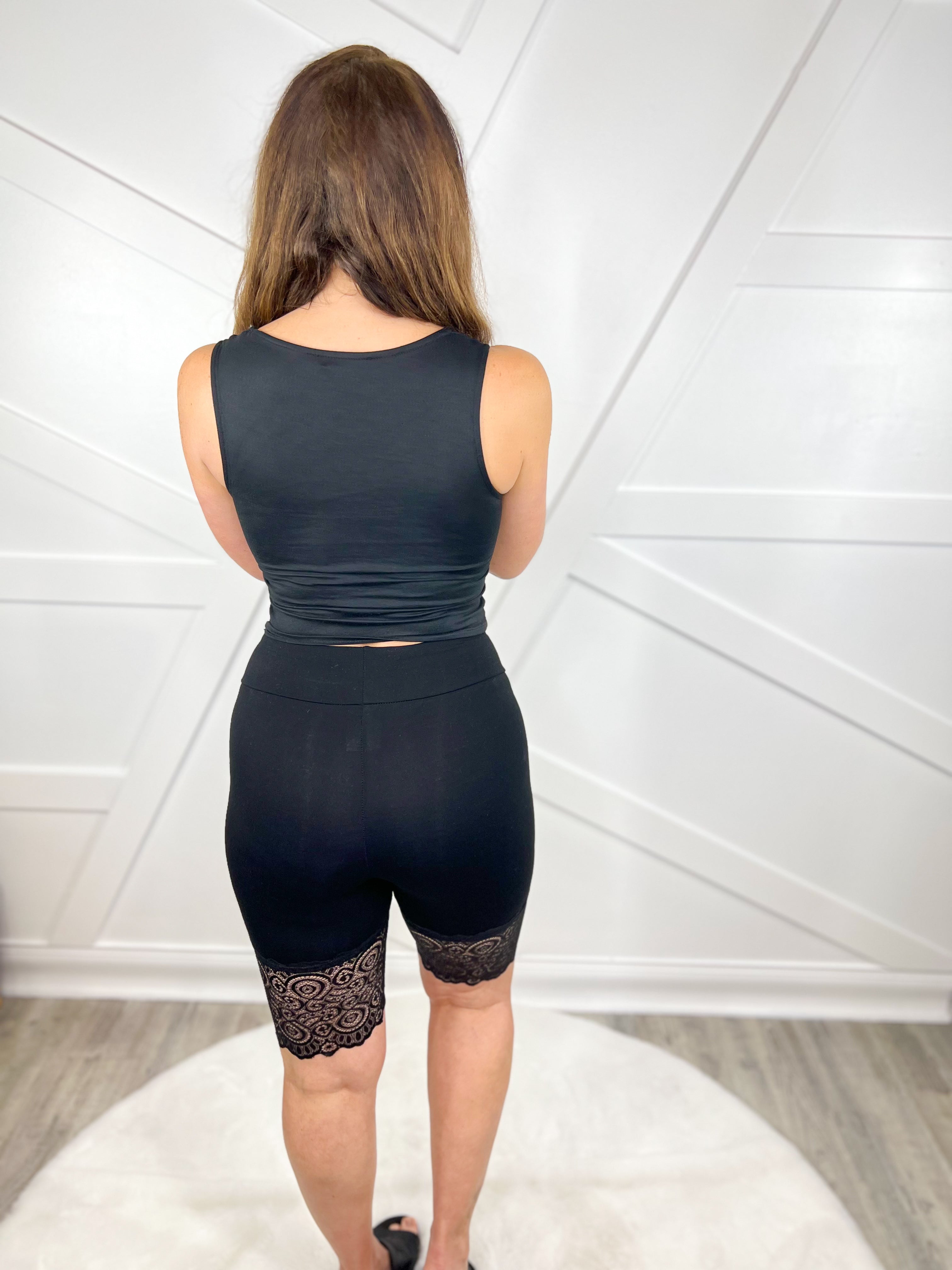 RESTOCK: Current Mood Lace Trim Bike Shorts-160 shorts-VOCAL-Heathered Boho Boutique, Women's Fashion and Accessories in Palmetto, FL