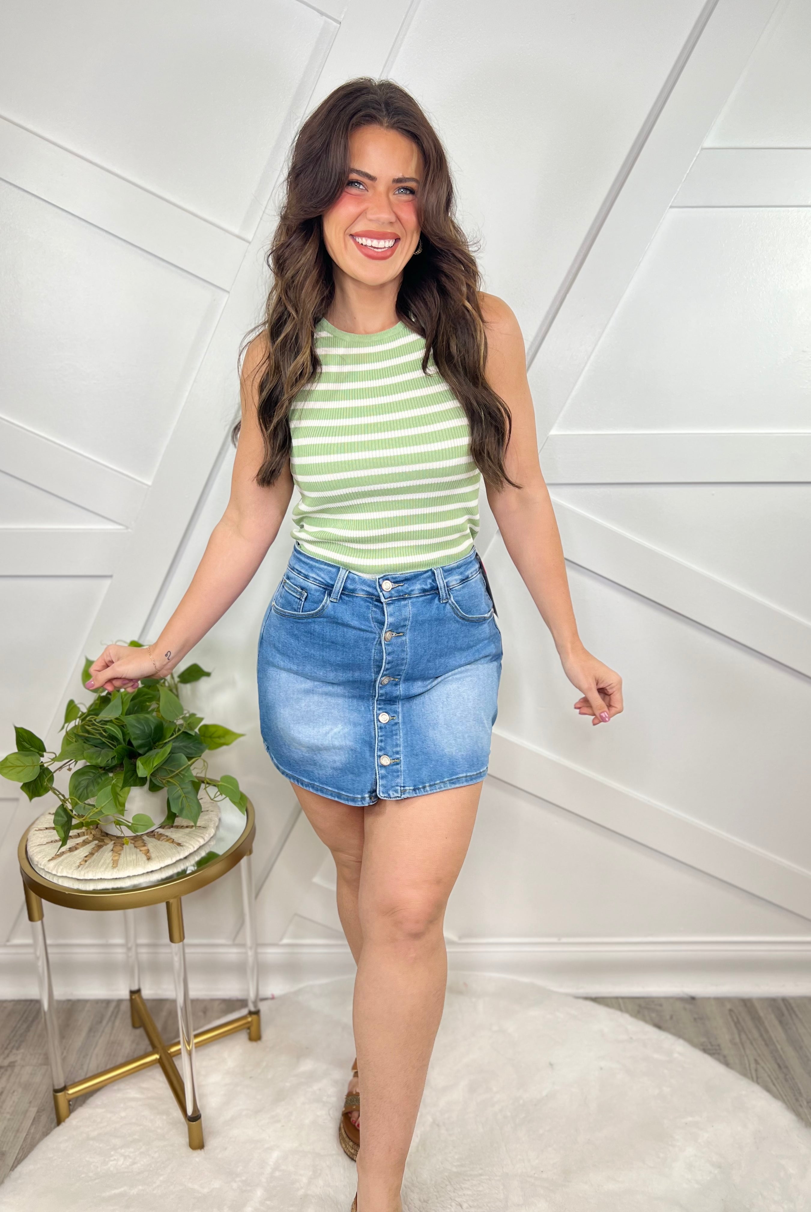 RESTOCK : Lacey Denim Skort-170 Skort/ Skirt-Southern Grace-Heathered Boho Boutique, Women's Fashion and Accessories in Palmetto, FL