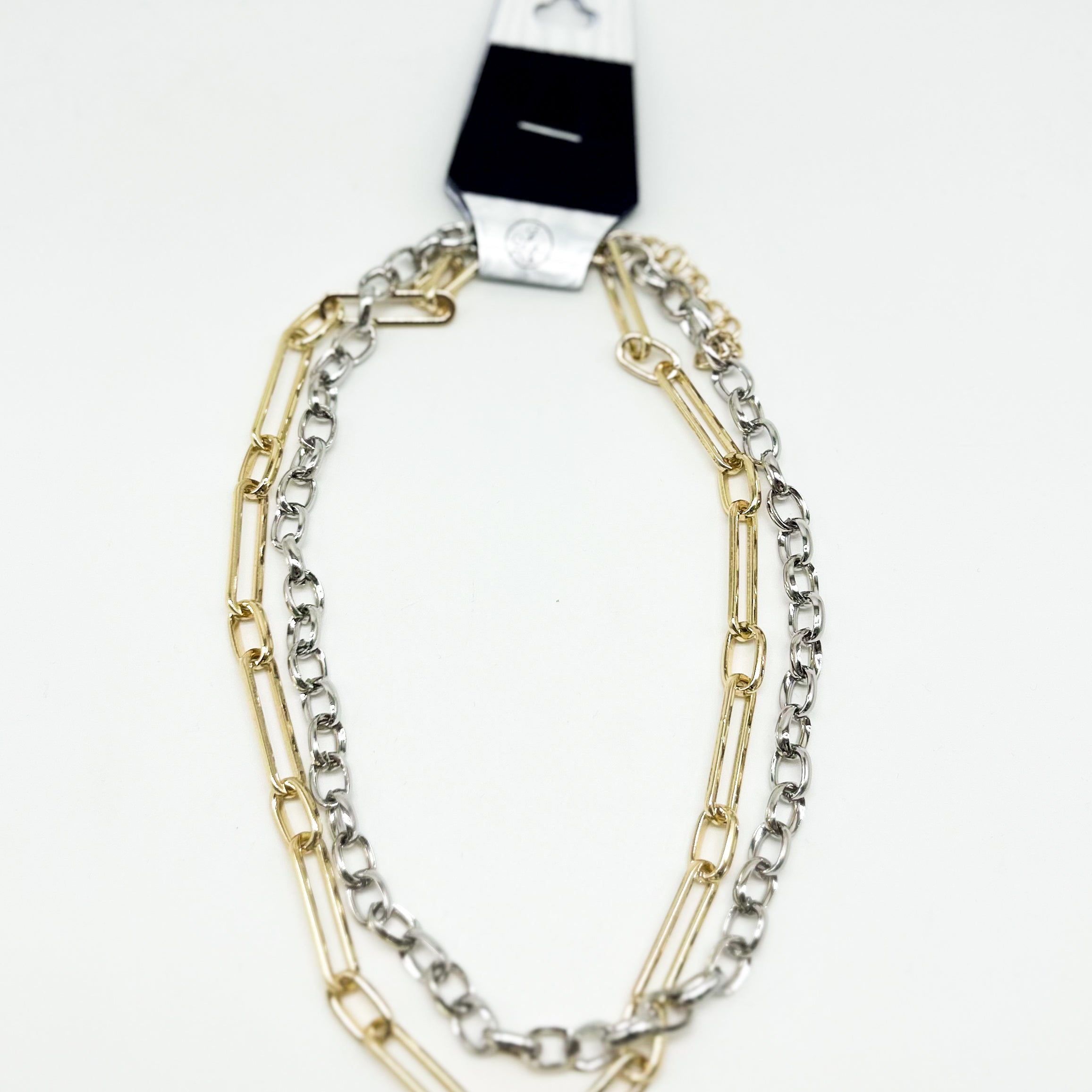 Double Chain Link Layered Necklace-310 Jewelry-JOSEPH ANTHONY NY, INC.-Heathered Boho Boutique, Women's Fashion and Accessories in Palmetto, FL