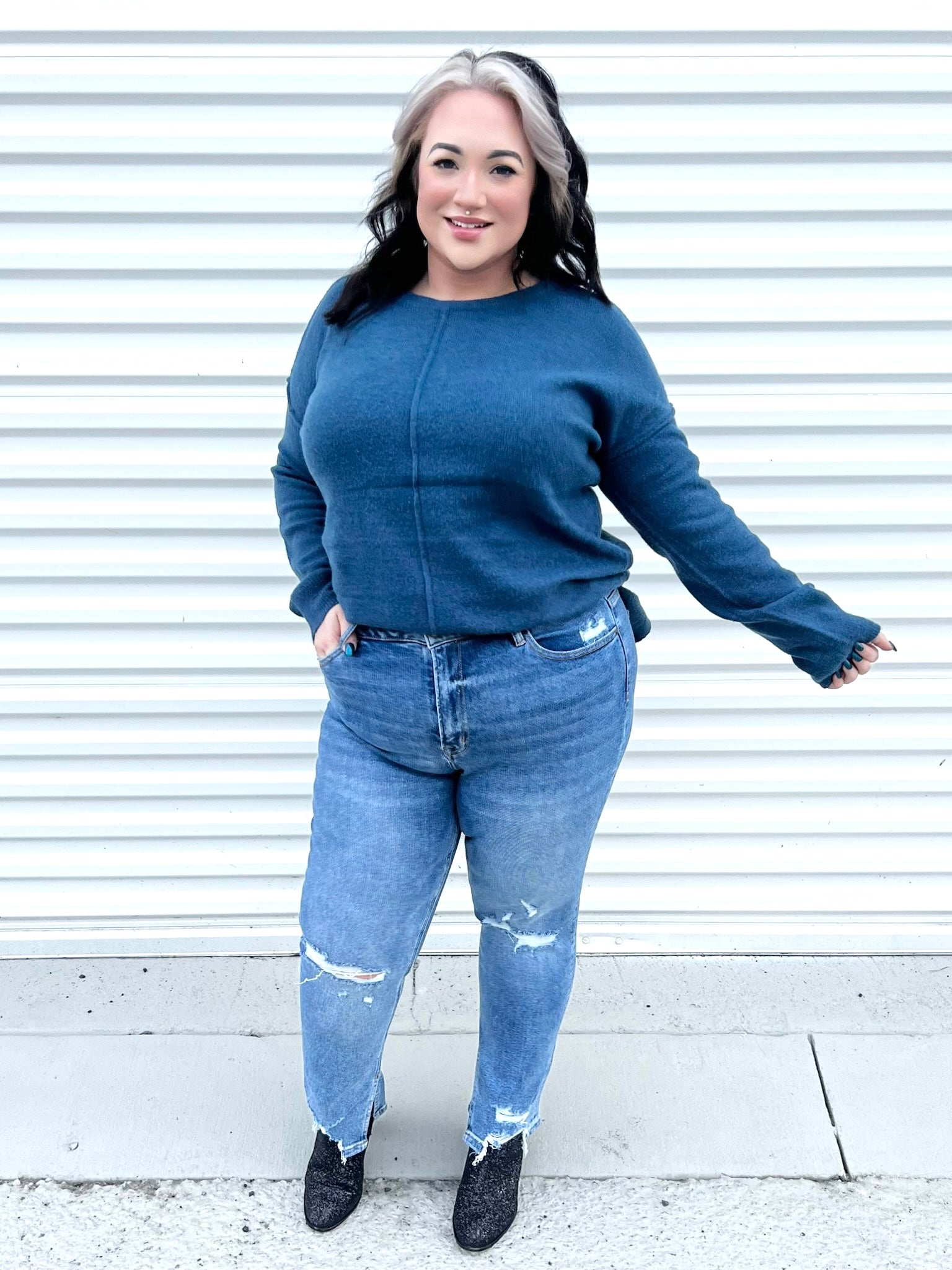 Under the Table Straight Leg Jeans-190 Jeans-Mica Denim-Heathered Boho Boutique, Women's Fashion and Accessories in Palmetto, FL