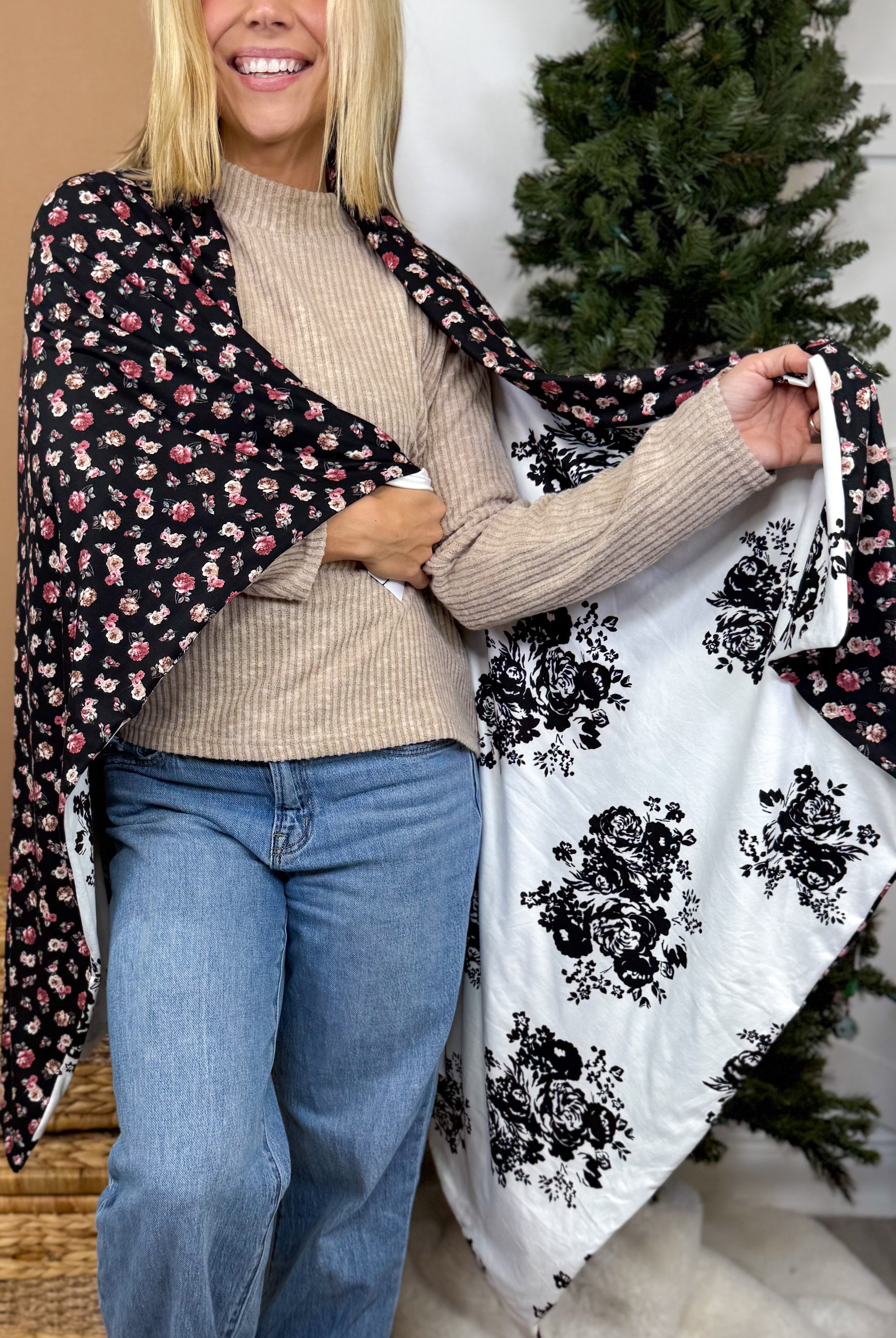 Shadow Bloom Cozy Blanket-340 Other Accessories-Heathered Boho-Heathered Boho Boutique, Women's Fashion and Accessories in Palmetto, FL