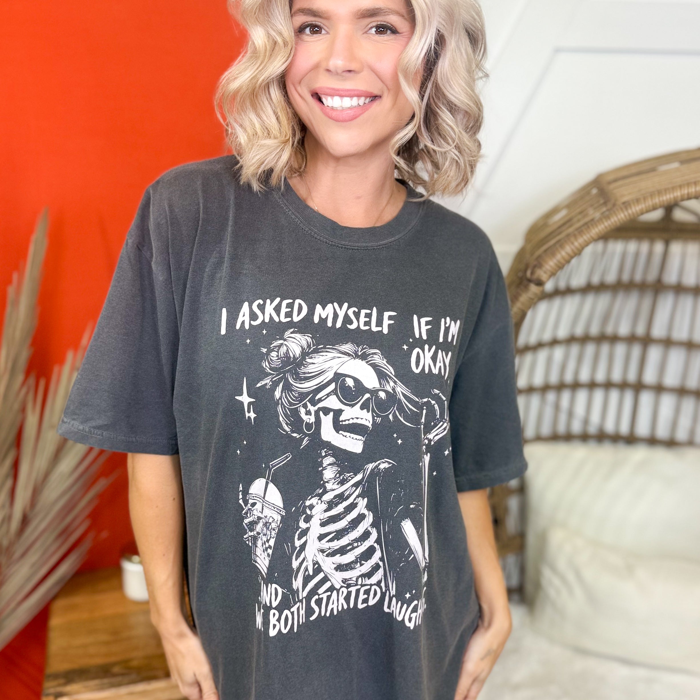 I Asked Myself Graphic Tee-130 Graphic Tees-Heathered Boho-Heathered Boho Boutique, Women's Fashion and Accessories in Palmetto, FL