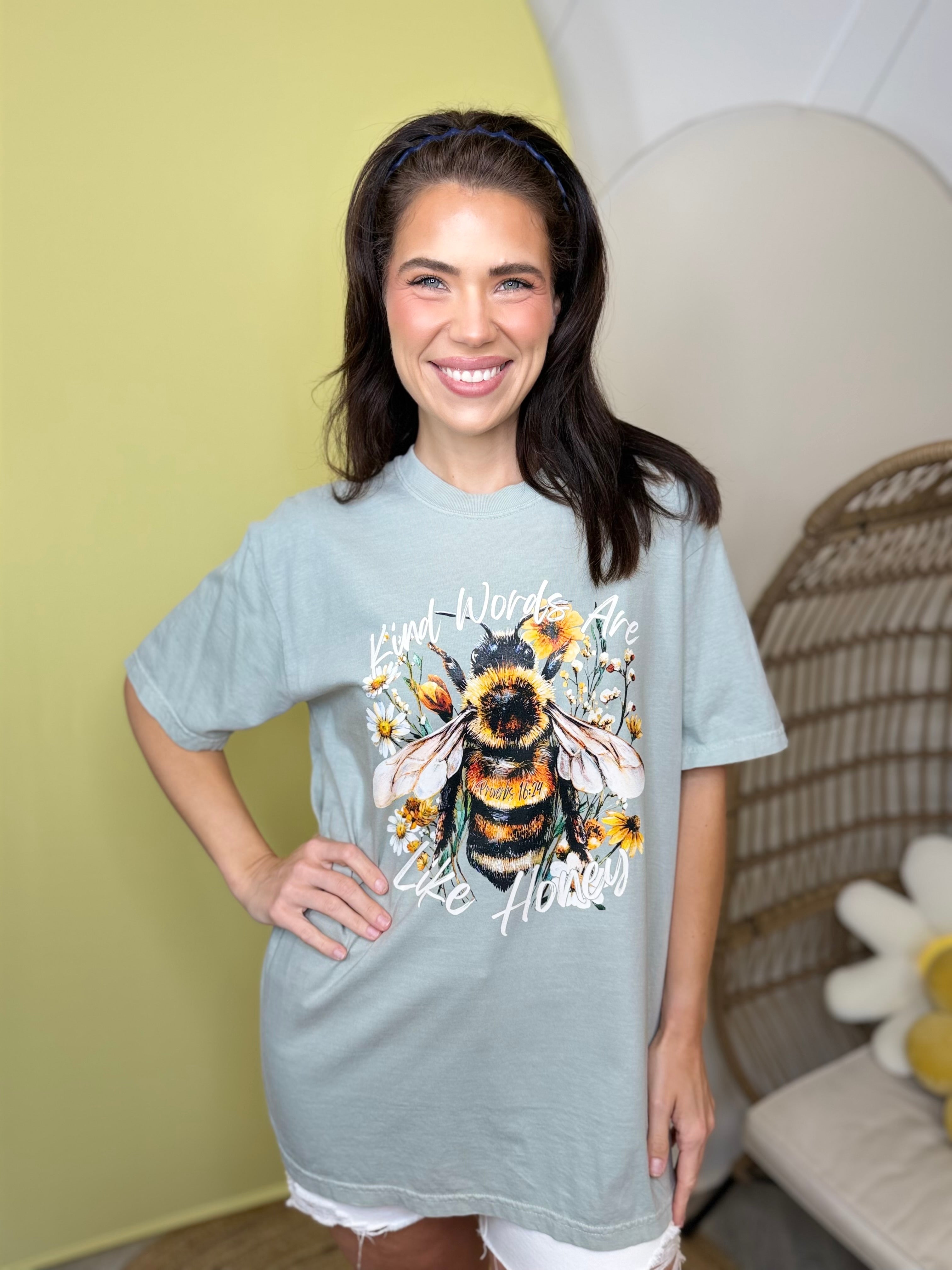 Kind Words are like Honey Graphic Tee-130 Graphic Tees-Heathered Boho-Heathered Boho Boutique, Women's Fashion and Accessories in Palmetto, FL