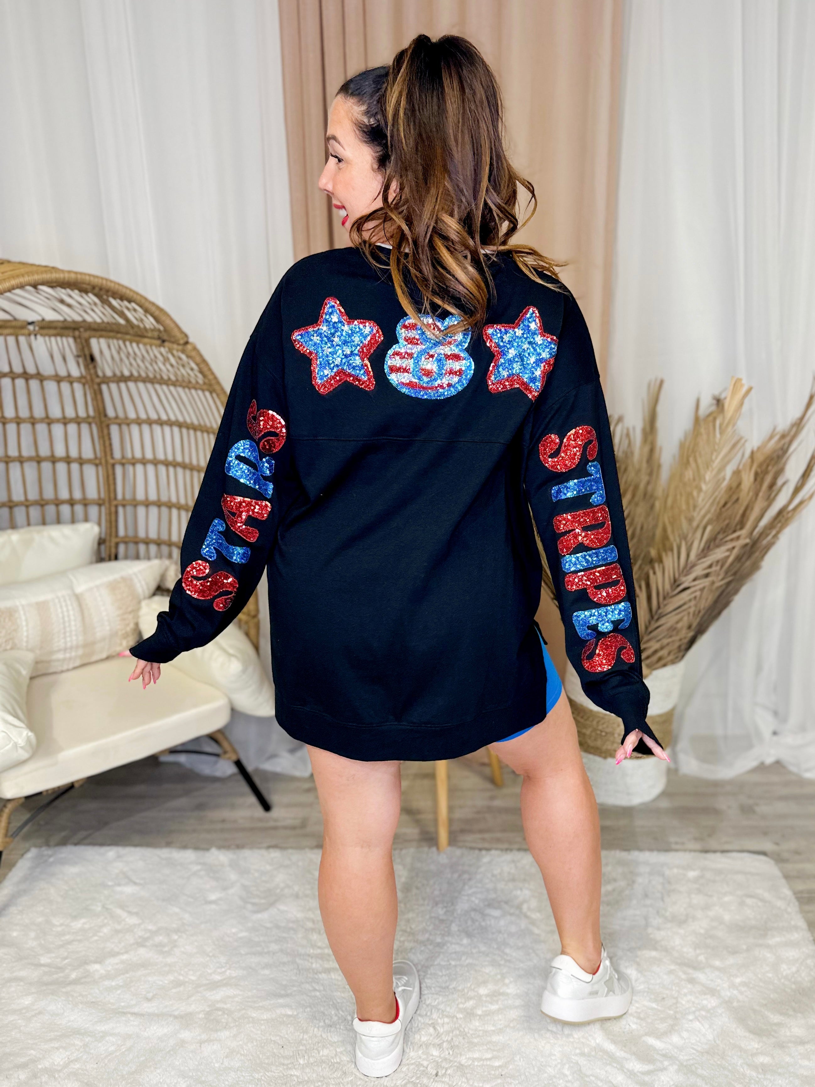 Red White and Boho Spirit Jersey Long Sleeve-120 Long Sleeve Tops-Fantastic Fawn-Heathered Boho Boutique, Women's Fashion and Accessories in Palmetto, FL