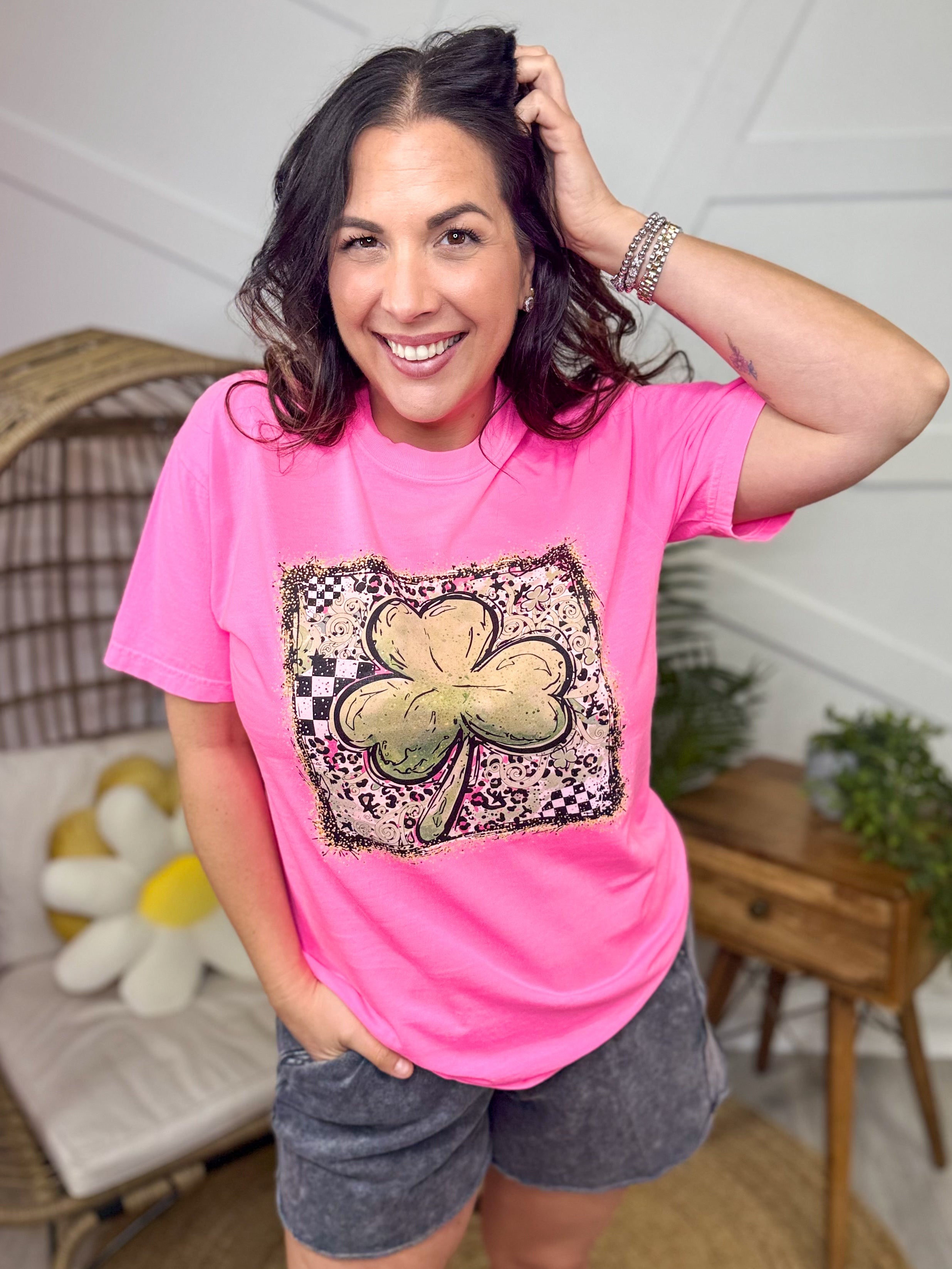 Preppy St. Patty’s Day Retro Tee-130 Graphic Tees-Heathered Boho-Heathered Boho Boutique, Women's Fashion and Accessories in Palmetto, FL