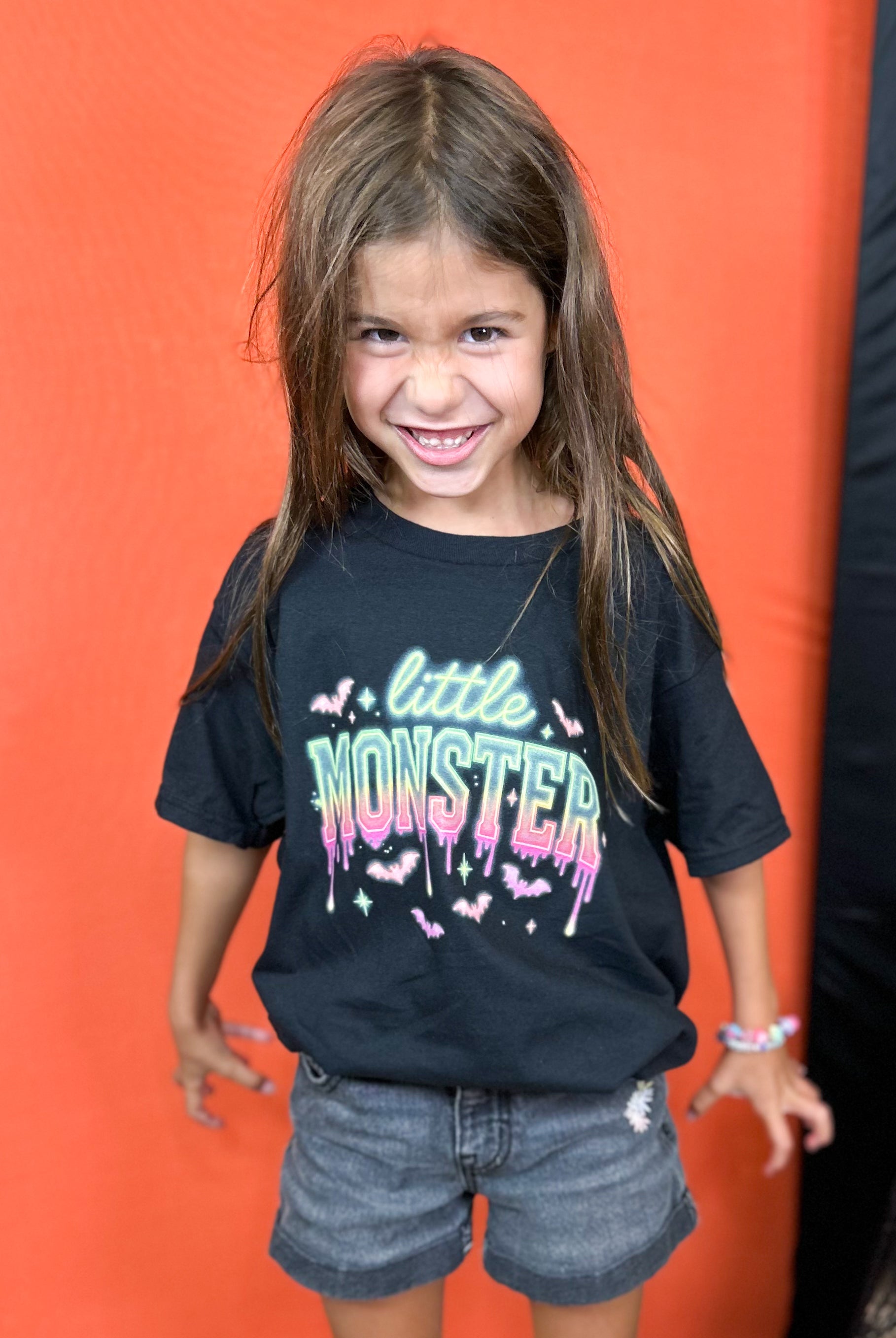 YOUTH - Little Monster Graphic Tee-130 Graphic Tees-Heathered Boho-Heathered Boho Boutique, Women's Fashion and Accessories in Palmetto, FL