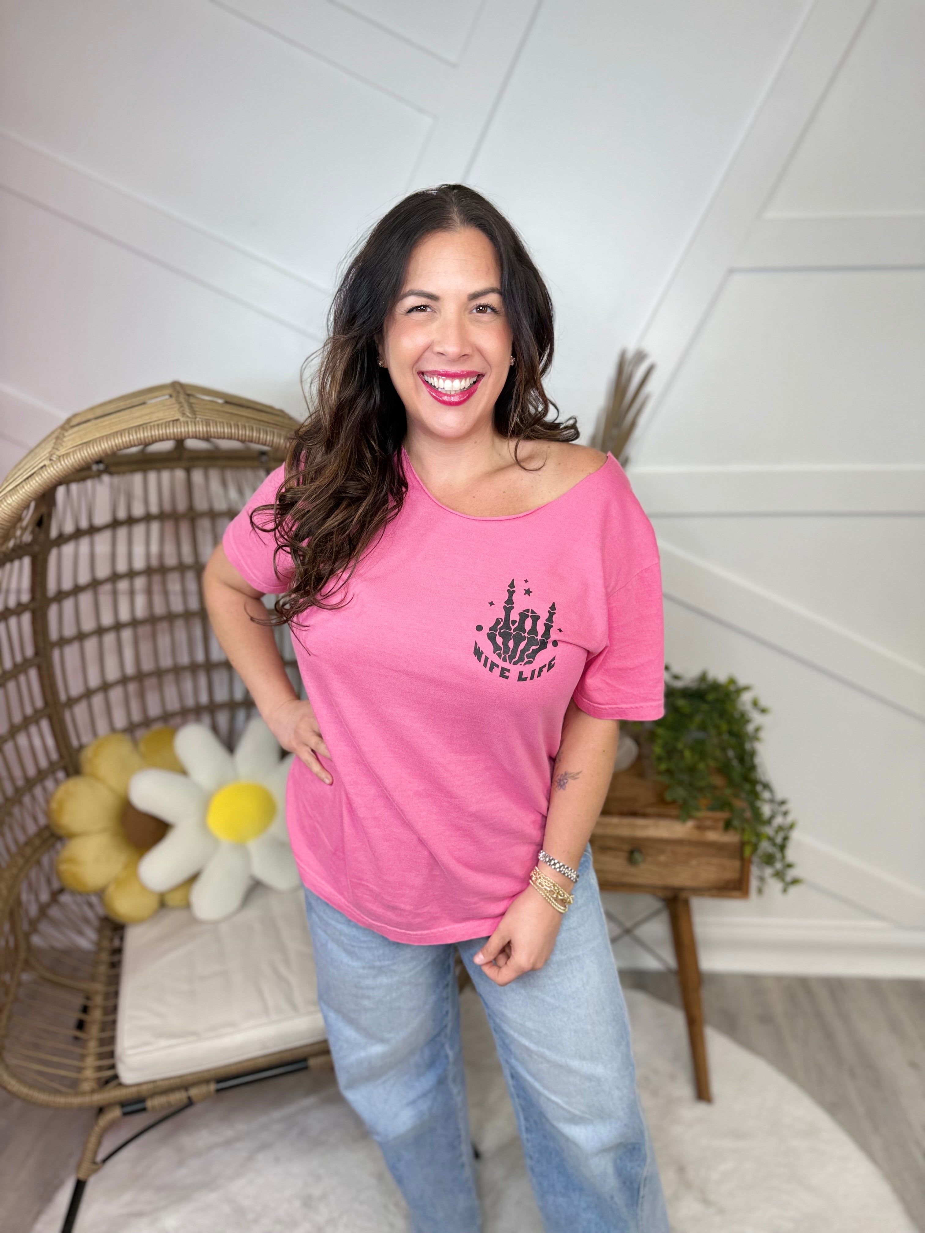 On My Husband's Last Nerve Graphic Tee- Custom Cut-130 Graphic Tees-Heathered Boho-Heathered Boho Boutique, Women's Fashion and Accessories in Palmetto, FL
