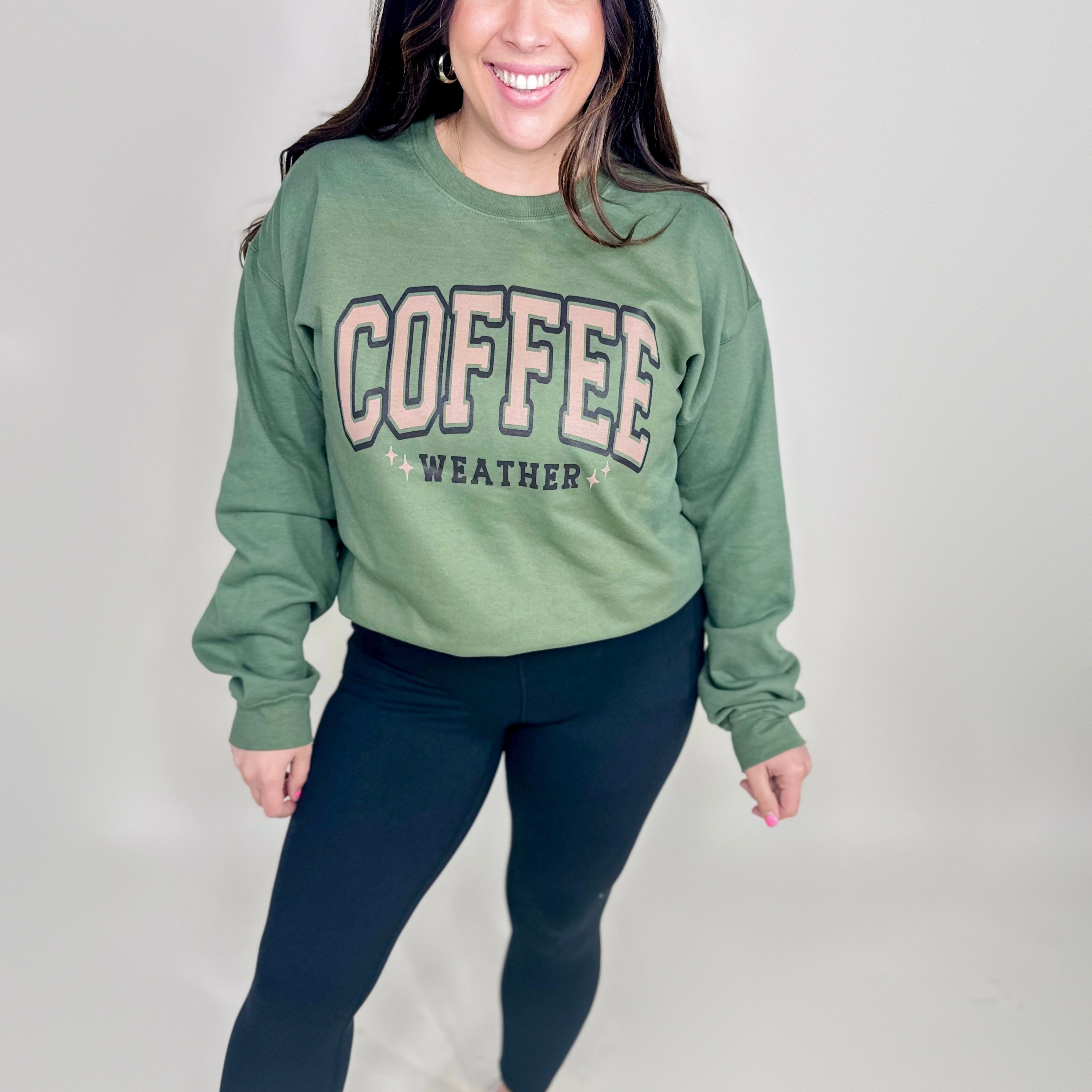 Coffee Weather Graphic Sweatshirt-125 Sweater-Heathered Boho-Heathered Boho Boutique, Women's Fashion and Accessories in Palmetto, FL