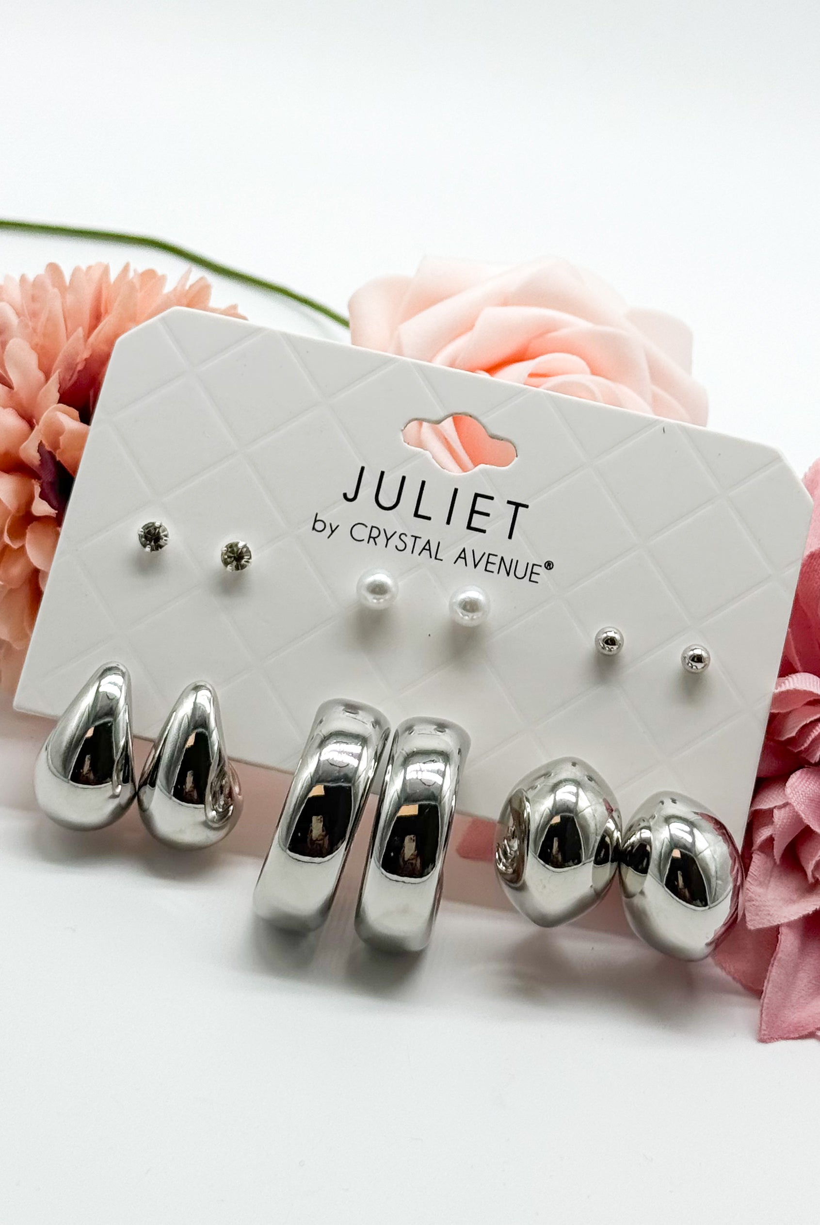 Puffy Oval Hoop Earring-6 pairs-310 Jewelry-RM Manufacturing-Heathered Boho Boutique, Women's Fashion and Accessories in Palmetto, FL