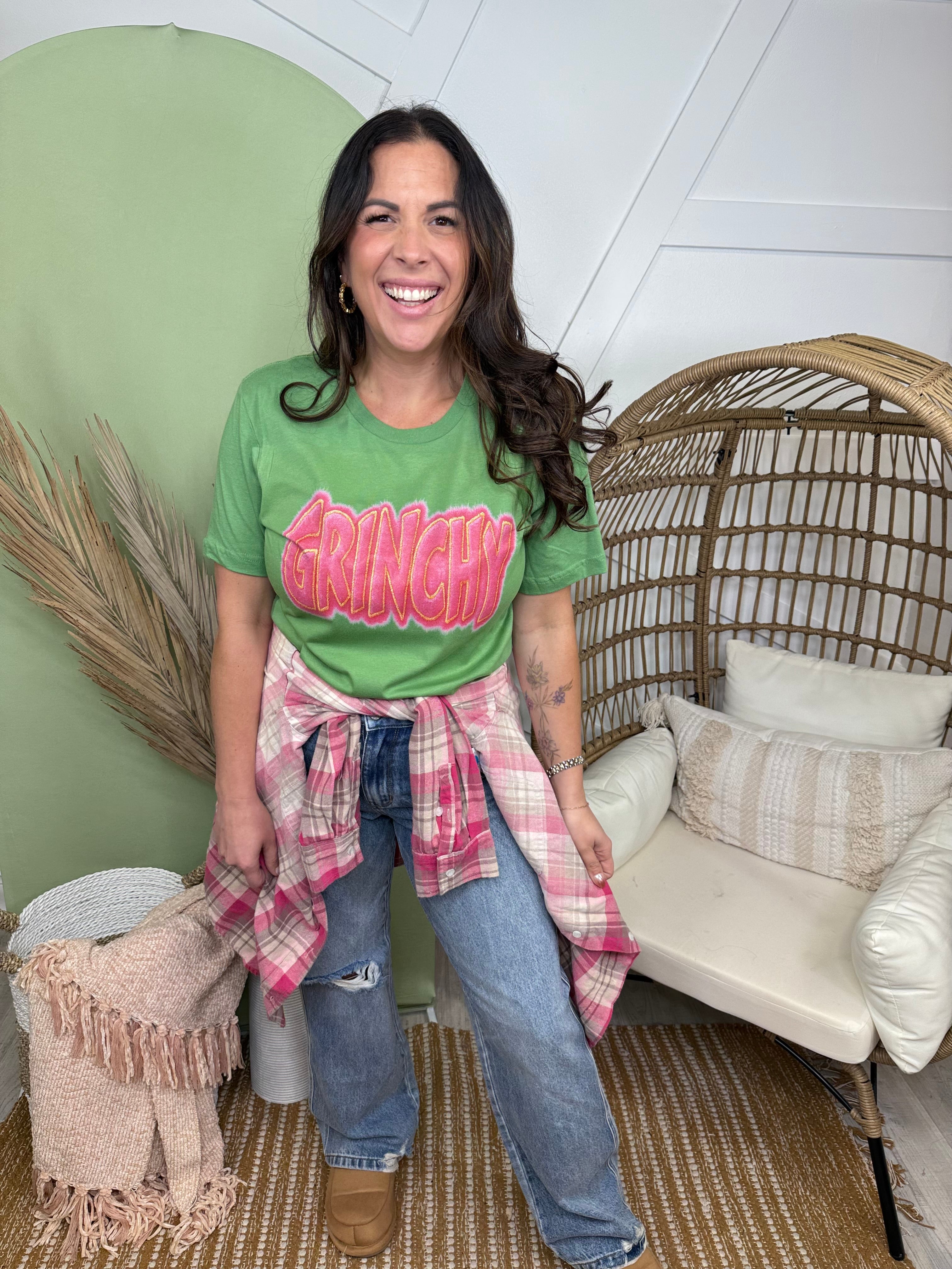 Grinchy Graphic Tee-130 Graphic Tees-Heathered Boho-Heathered Boho Boutique, Women's Fashion and Accessories in Palmetto, FL