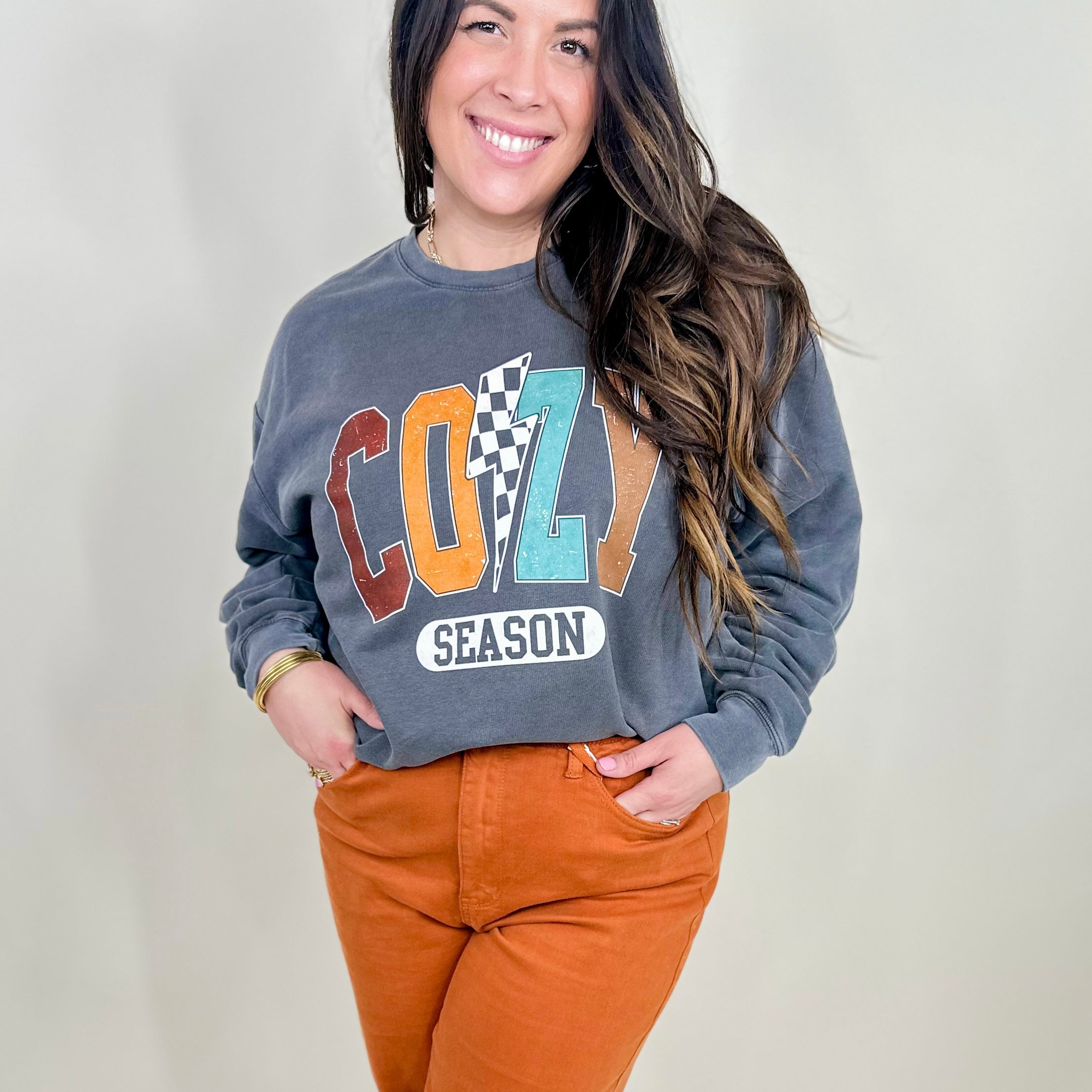 Cozy Season Sweatshirt-125 Sweater-Heathered Boho-Heathered Boho Boutique, Women's Fashion and Accessories in Palmetto, FL
