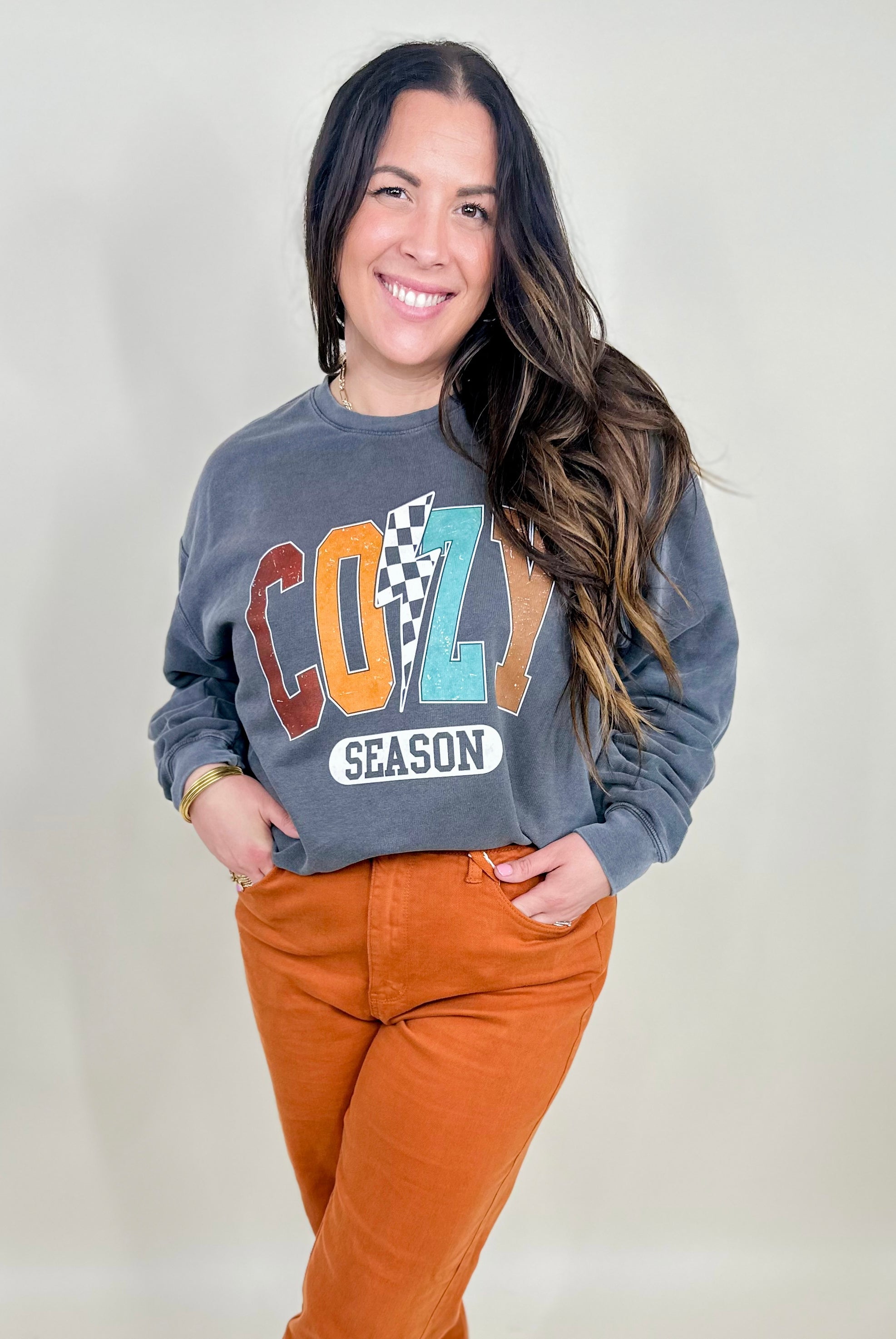 Cozy Season Sweatshirt-125 Sweater-Heathered Boho-Heathered Boho Boutique, Women's Fashion and Accessories in Palmetto, FL