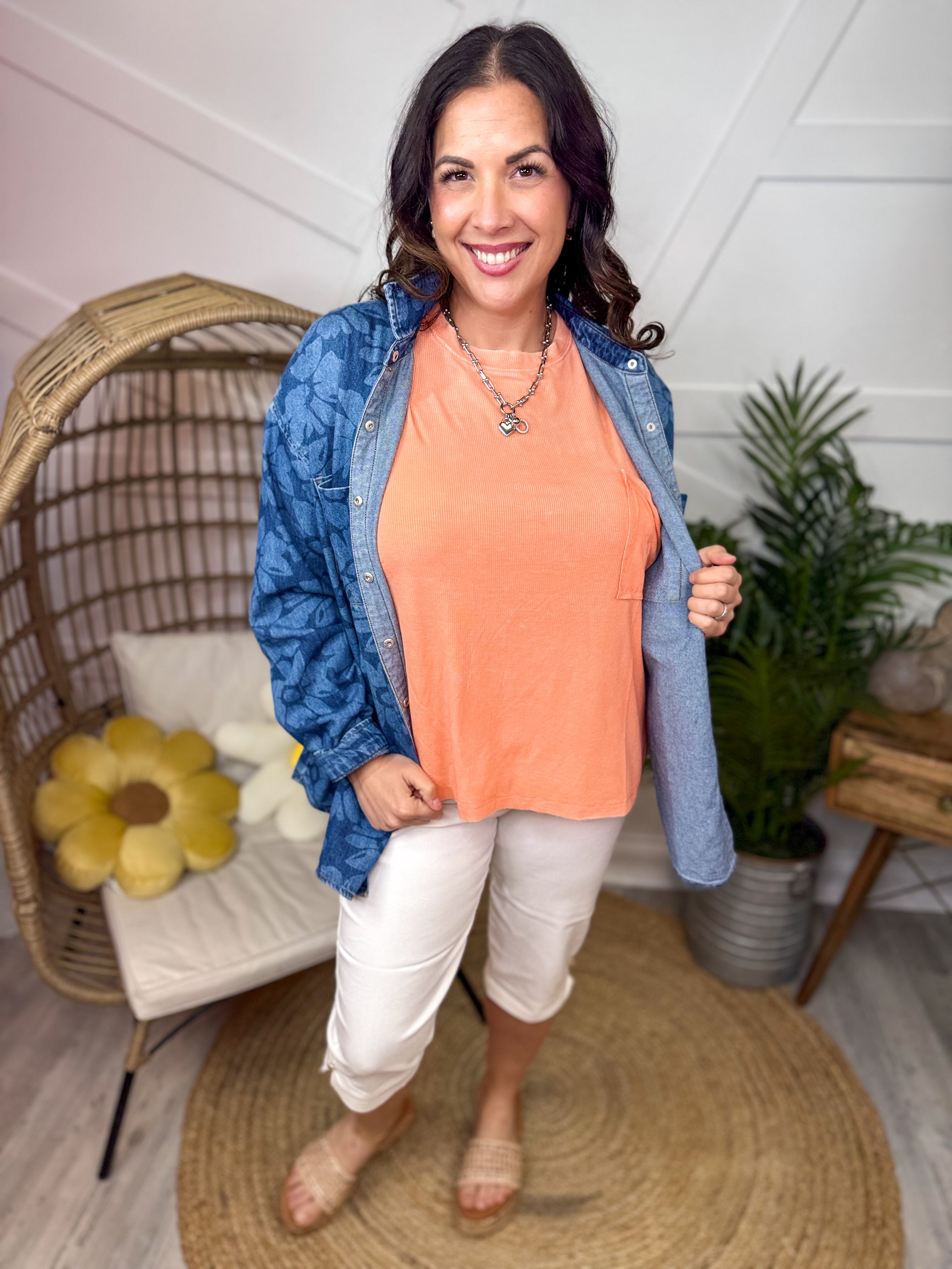 Wildflower Shacket by Risen-200 Jackets/Shackets-Risen Jeans-Heathered Boho Boutique, Women's Fashion and Accessories in Palmetto, FL