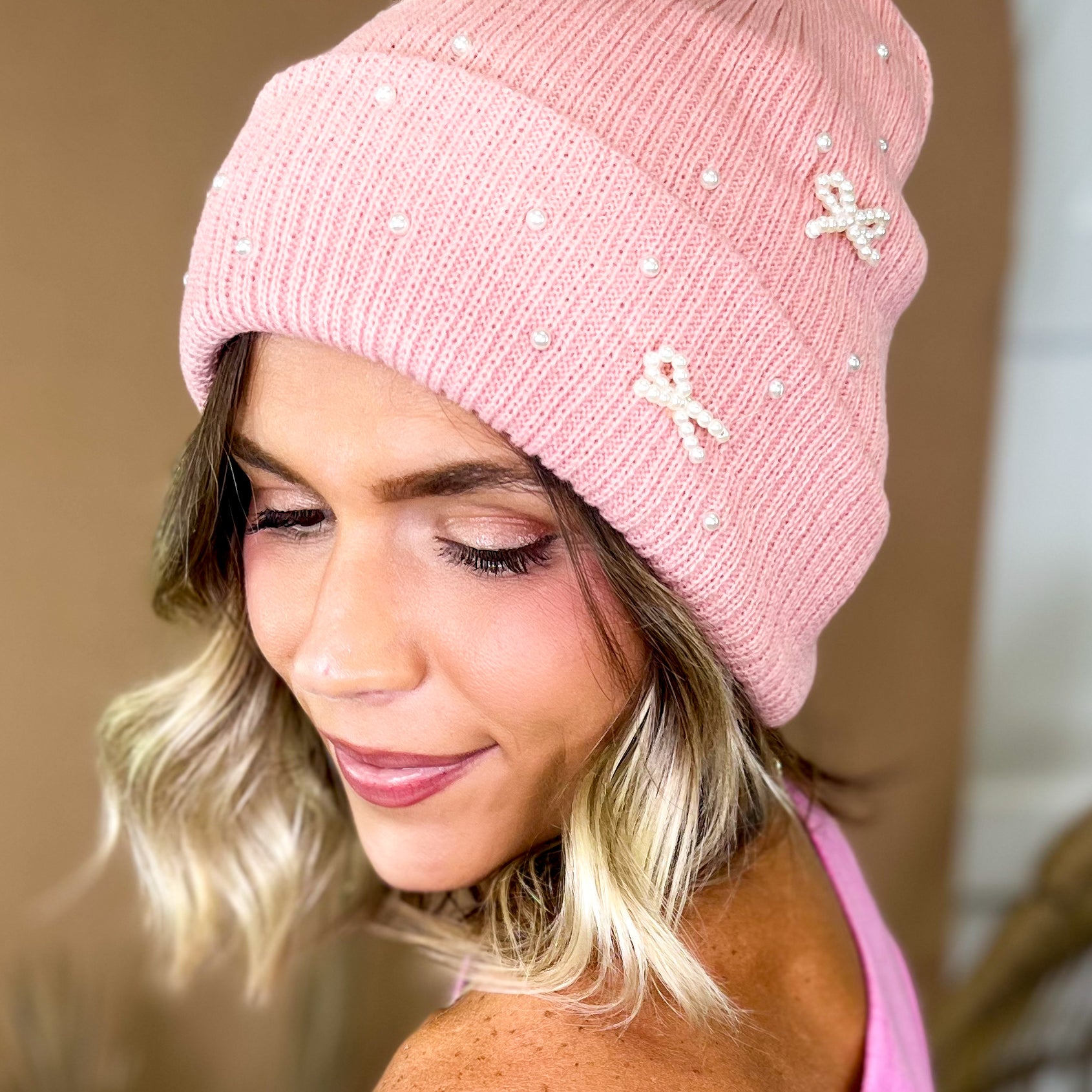 The Bow Sweet Beanie-340 OTHER ACCESSORIES-ZENANA-Heathered Boho Boutique, Women's Fashion and Accessories in Palmetto, FL