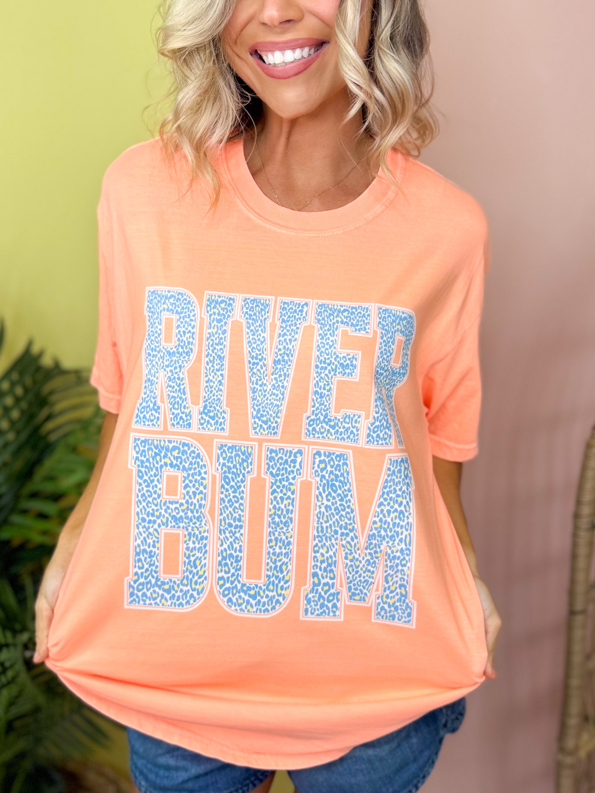 River Bum Graphic Tee-130 Graphic Tees-Heathered Boho-Heathered Boho Boutique, Women's Fashion and Accessories in Palmetto, FL