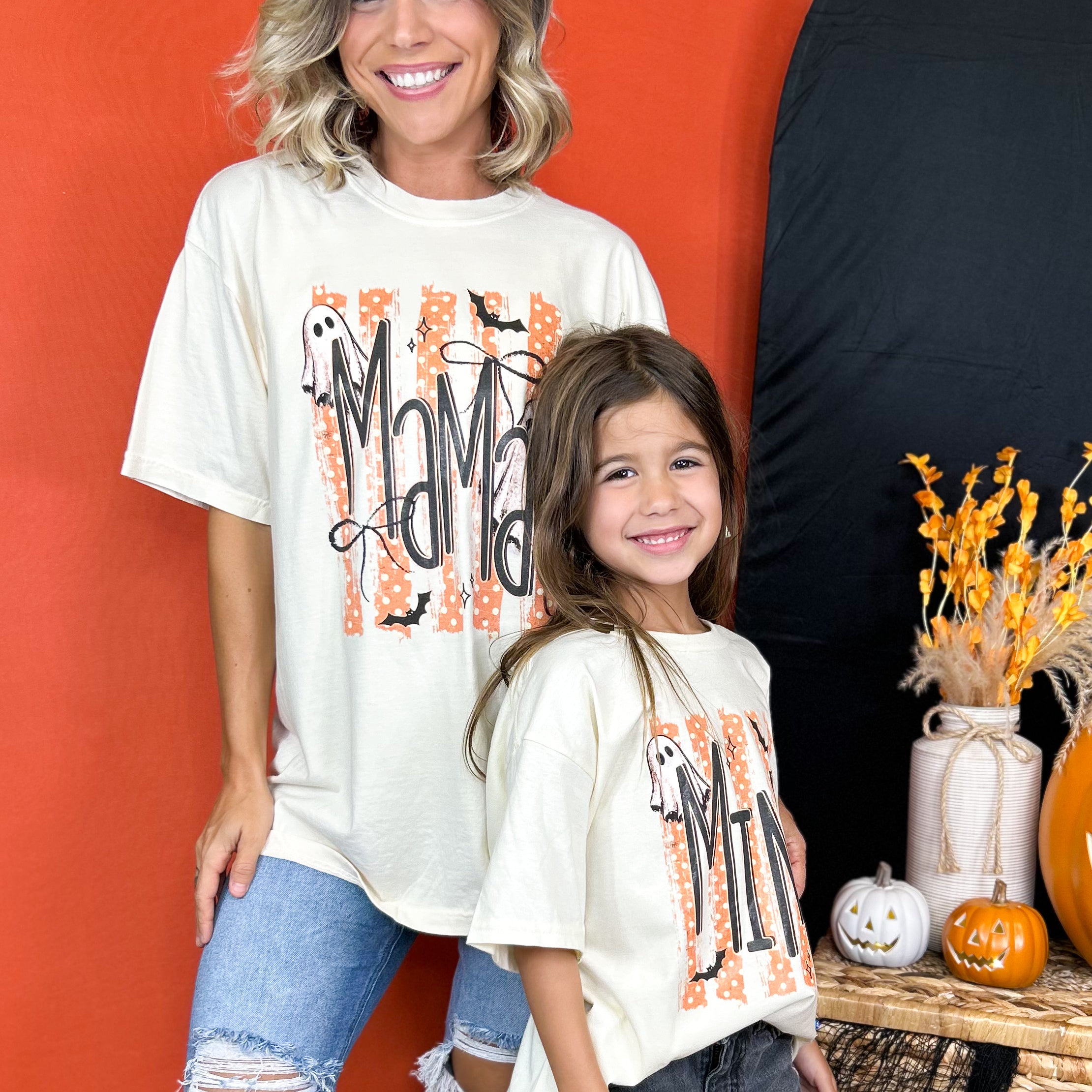 YOUTH - Halloween Mini without Bow Graphic Tee-130 Graphic Tees-Heathered Boho-Heathered Boho Boutique, Women's Fashion and Accessories in Palmetto, FL
