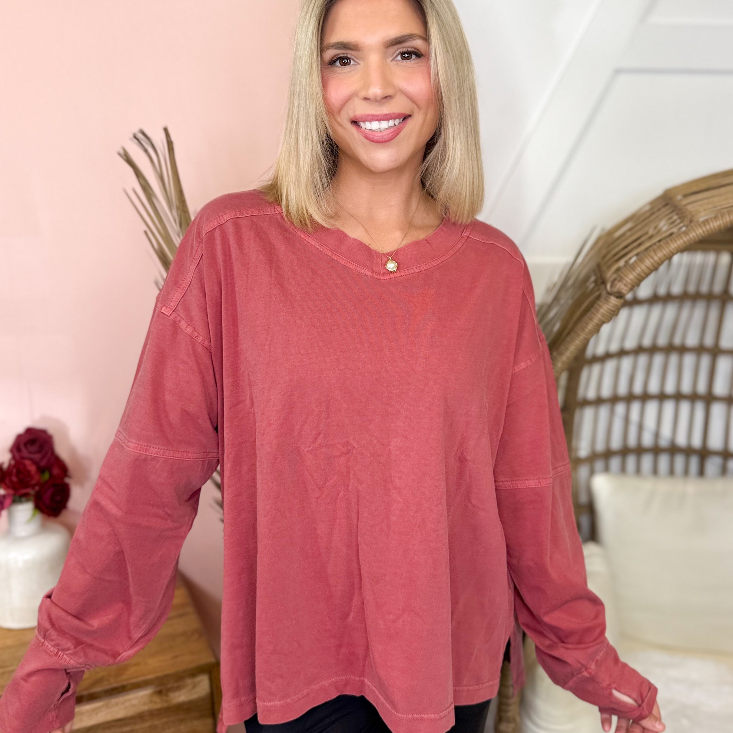 Restock: Ballpark Long Sleeve Top-120 Long Sleeve Tops-RAE MODE-Heathered Boho Boutique, Women's Fashion and Accessories in Palmetto, FL