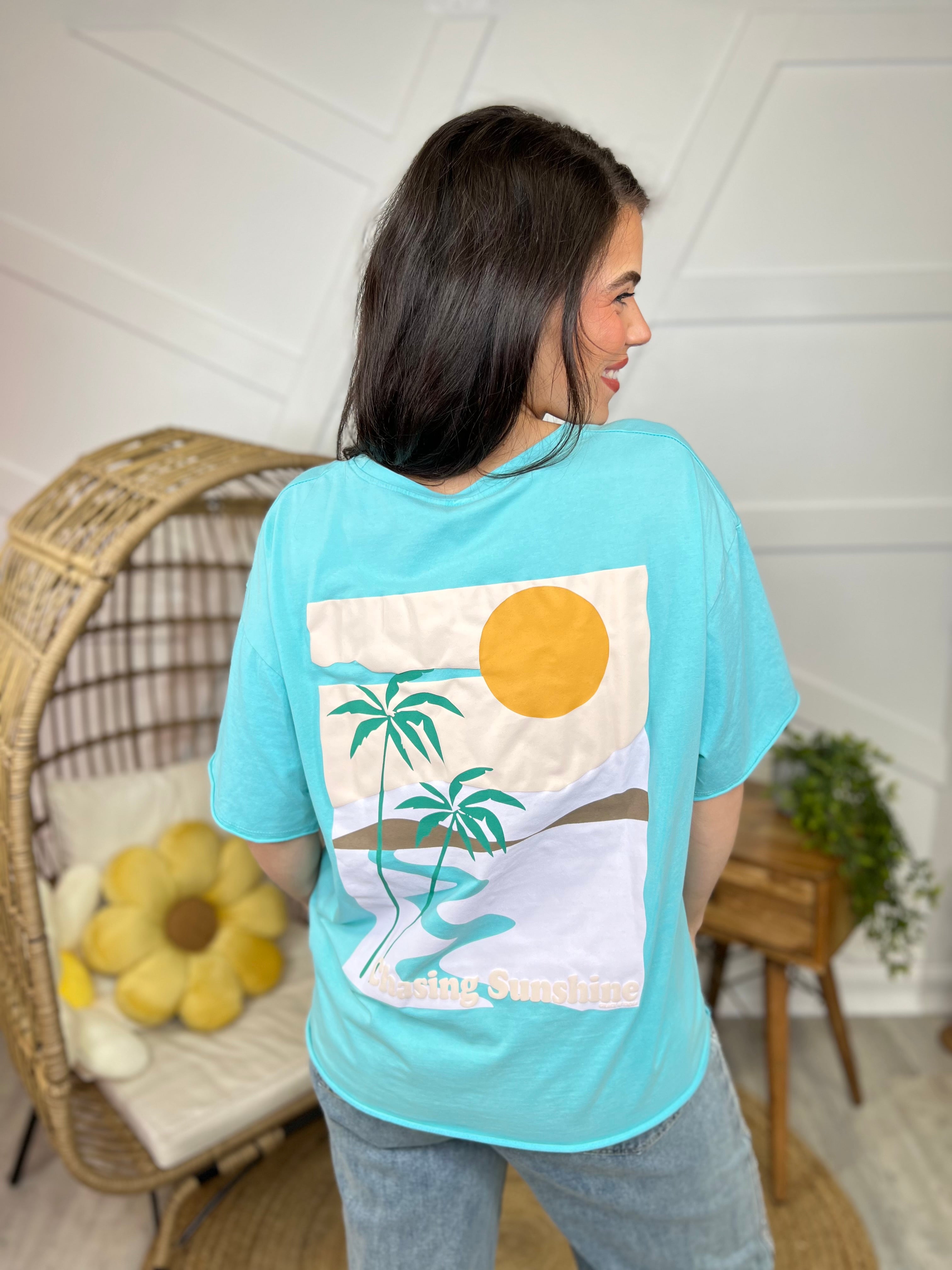 Chasing Sunshine Graphic Tee-130 Graphic Tees-Southern Grace-Heathered Boho Boutique, Women's Fashion and Accessories in Palmetto, FL
