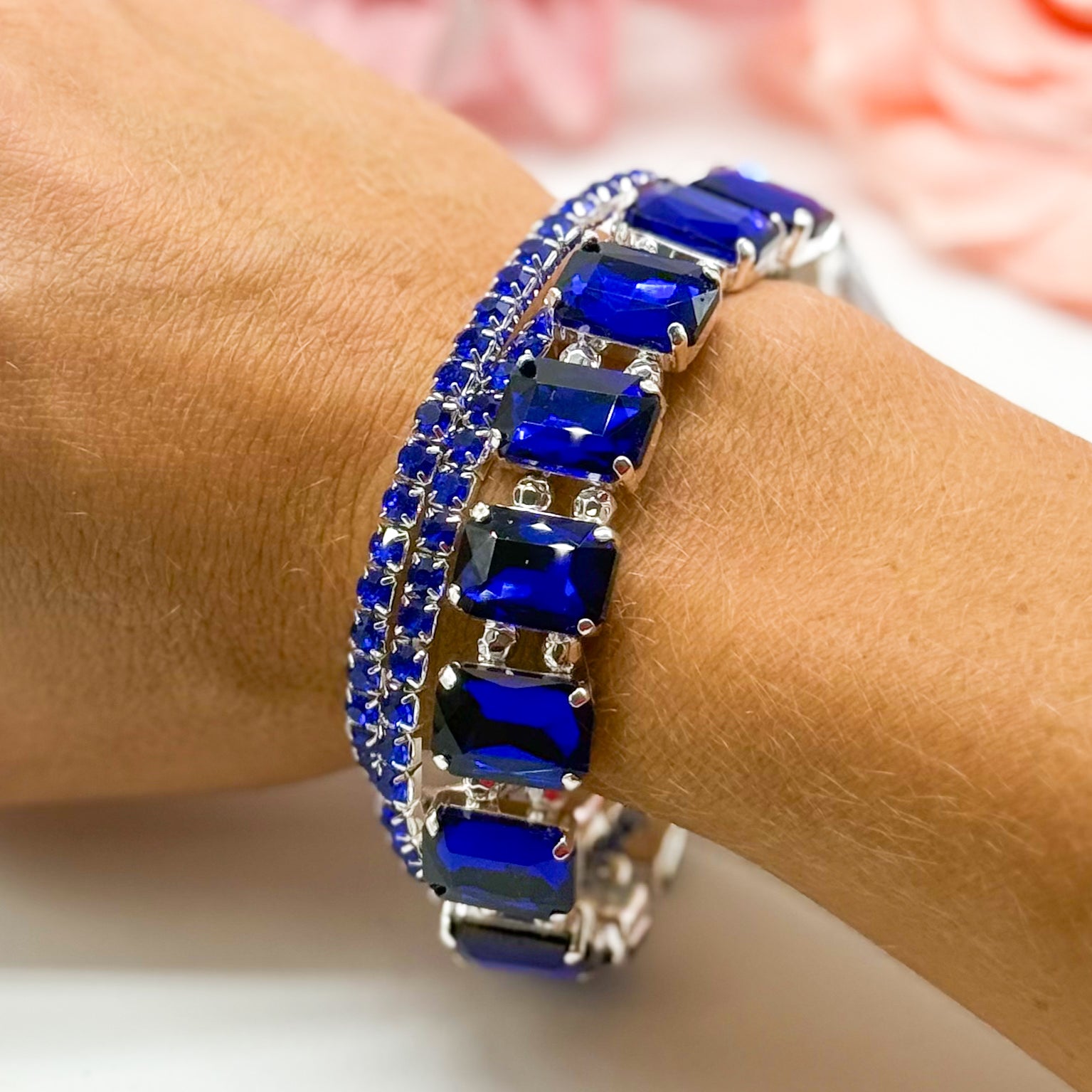 Colored Rhinestone Three Piece Bracelet Set-310 Jewelry-RM Manufacturing-Heathered Boho Boutique, Women's Fashion and Accessories in Palmetto, FL