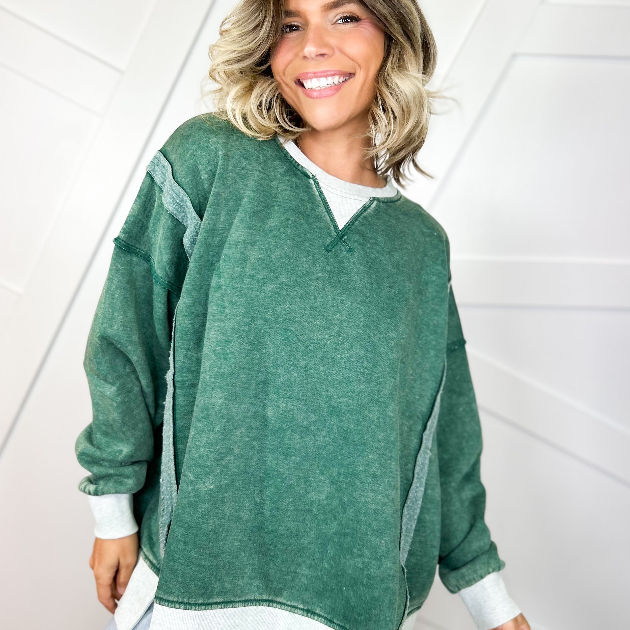 The Weekend Washed Pullover-120 LONG SLEEVE TOPS-ZENANA-Heathered Boho Boutique, Women's Fashion and Accessories in Palmetto, FL