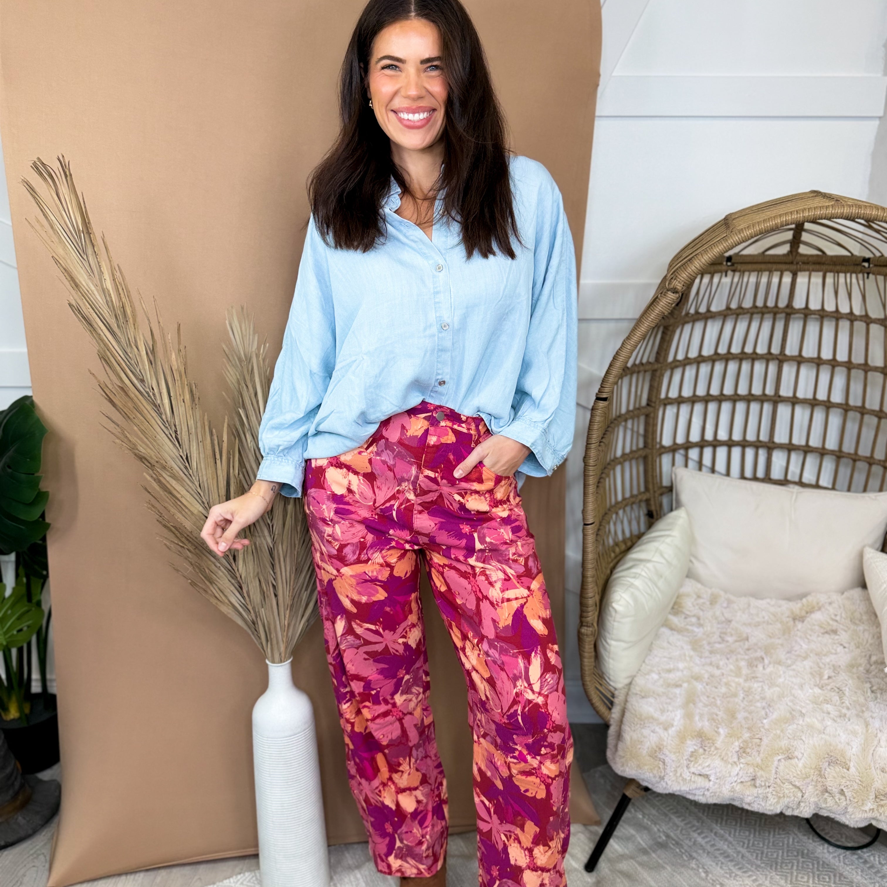 Fall Bloom Pants-150 PANTS-HEIMISH-Heathered Boho Boutique, Women's Fashion and Accessories in Palmetto, FL