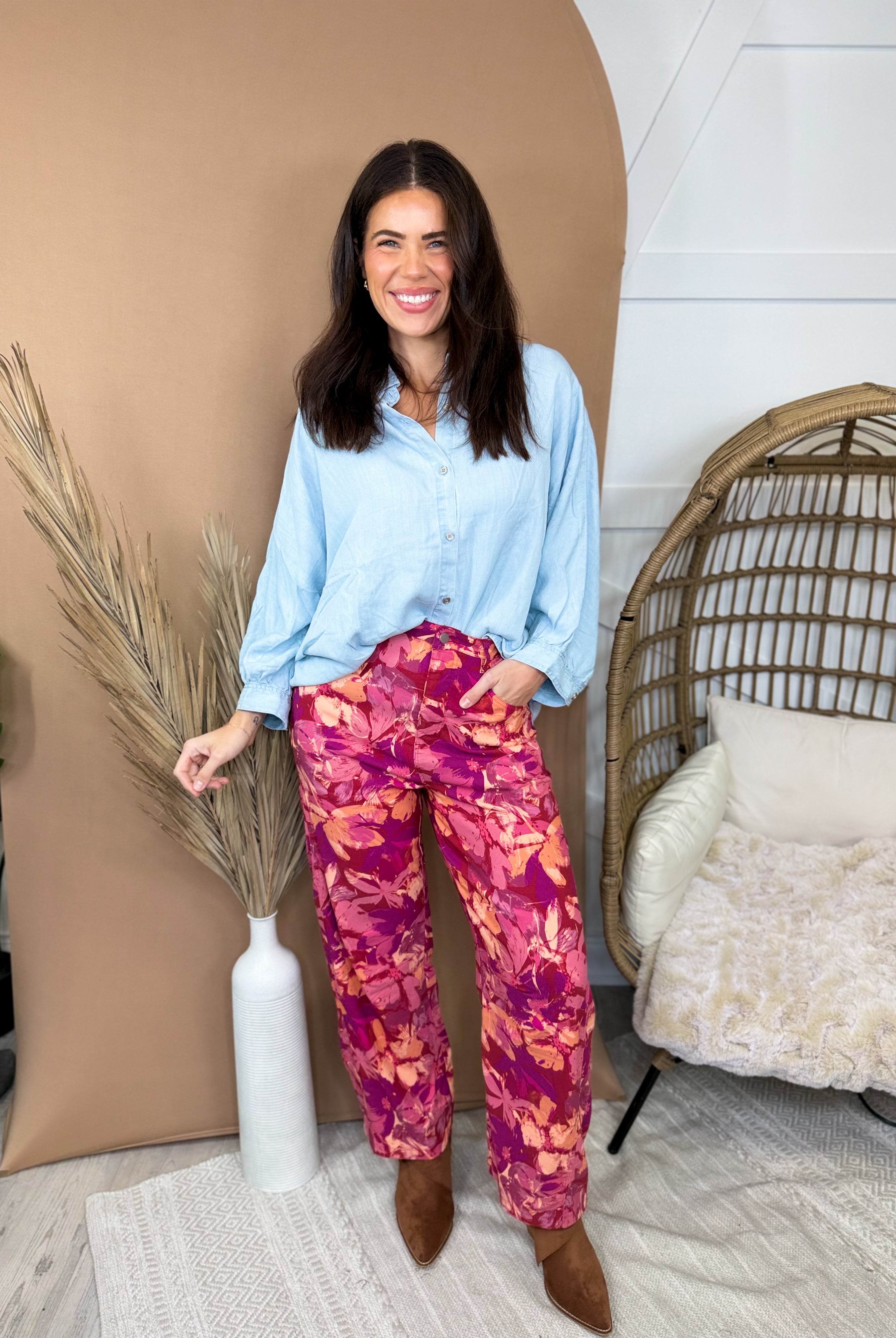 Fall Bloom Pants-150 PANTS-HEIMISH-Heathered Boho Boutique, Women's Fashion and Accessories in Palmetto, FL