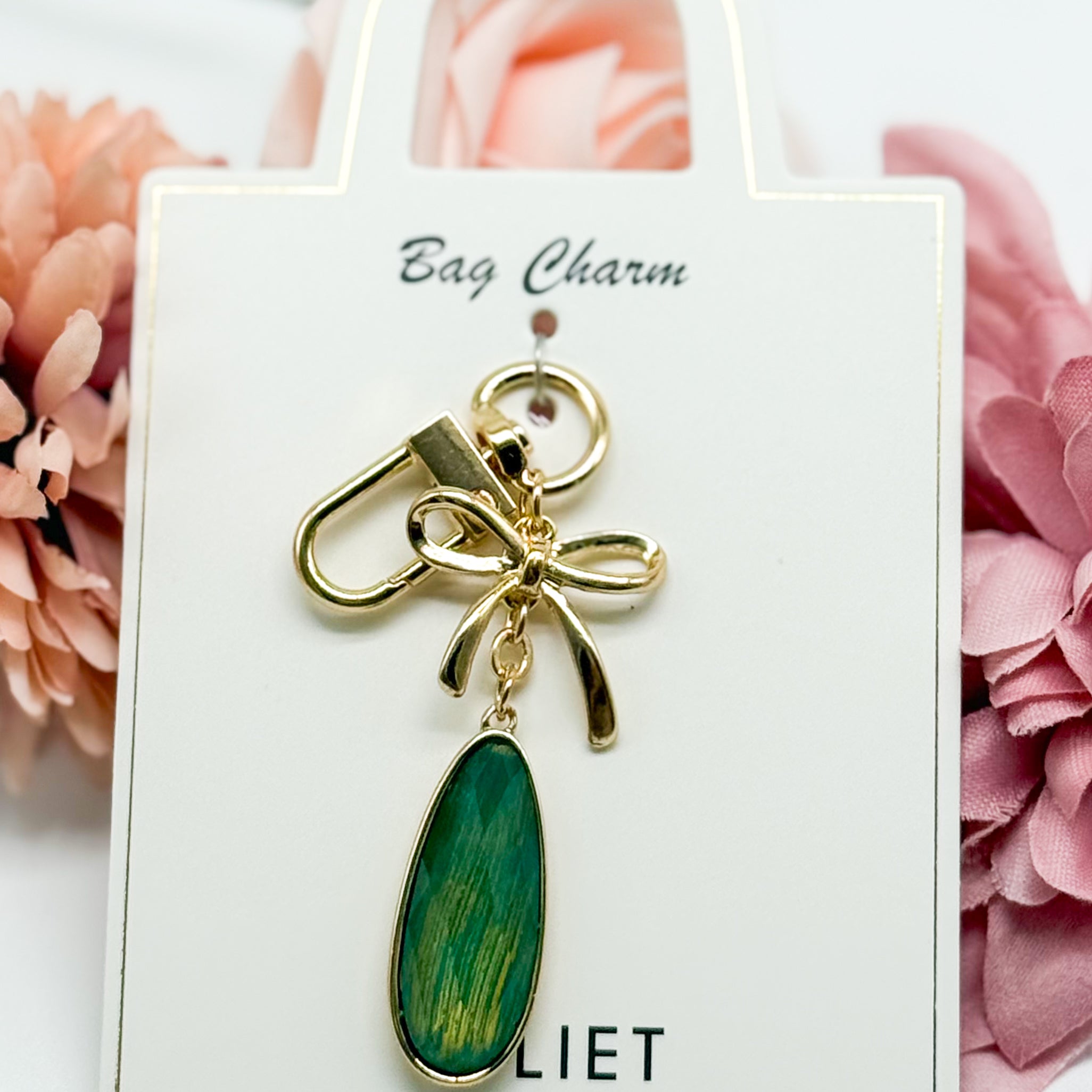 Bow Tear Drop Bag Charm-310 Jewelry-RM Manufacturing-Heathered Boho Boutique, Women's Fashion and Accessories in Palmetto, FL