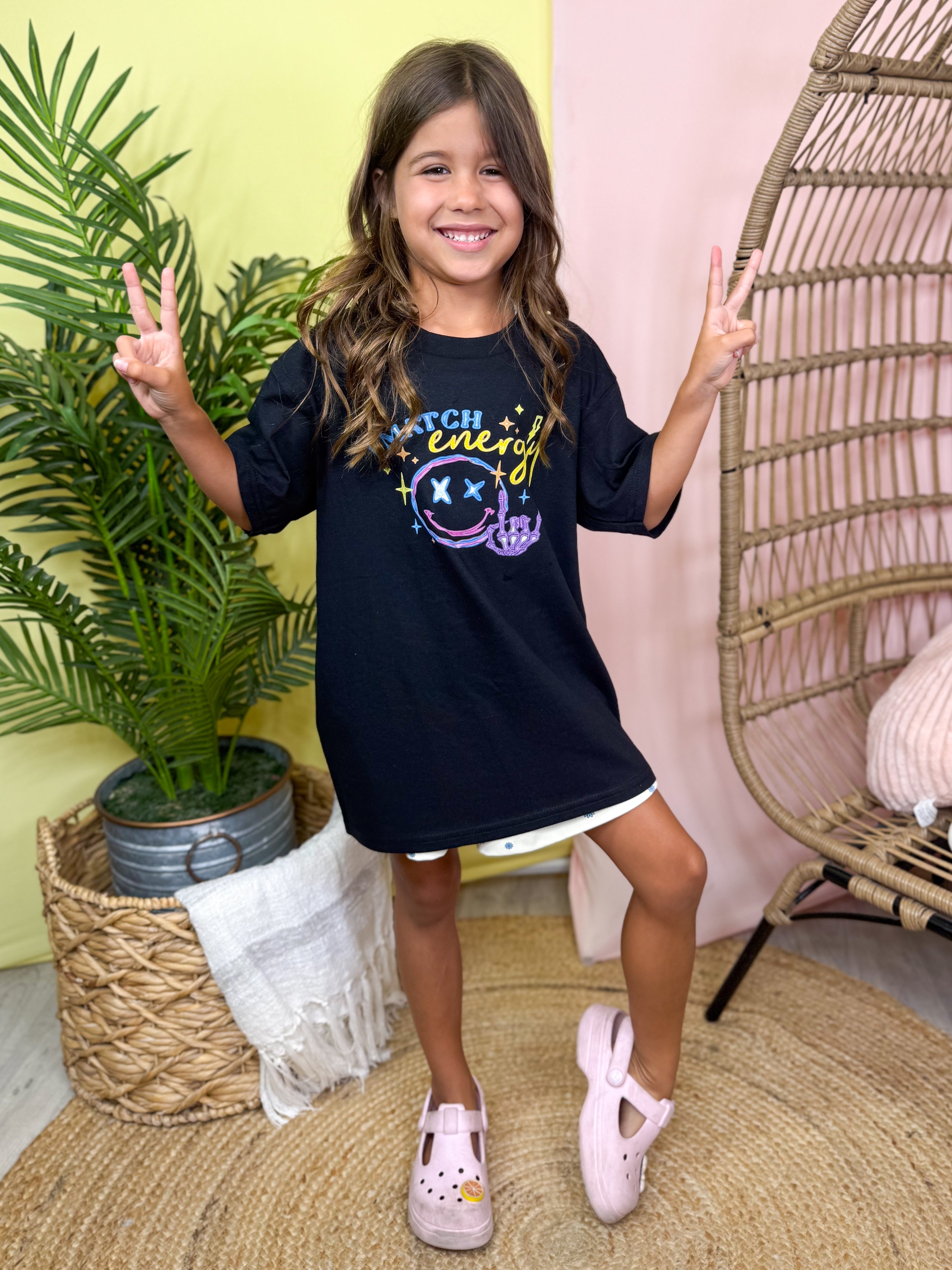 YOUTH - Neon Energy Graphic Tee-130 Graphic Tees-Heathered Boho-Heathered Boho Boutique, Women's Fashion and Accessories in Palmetto, FL