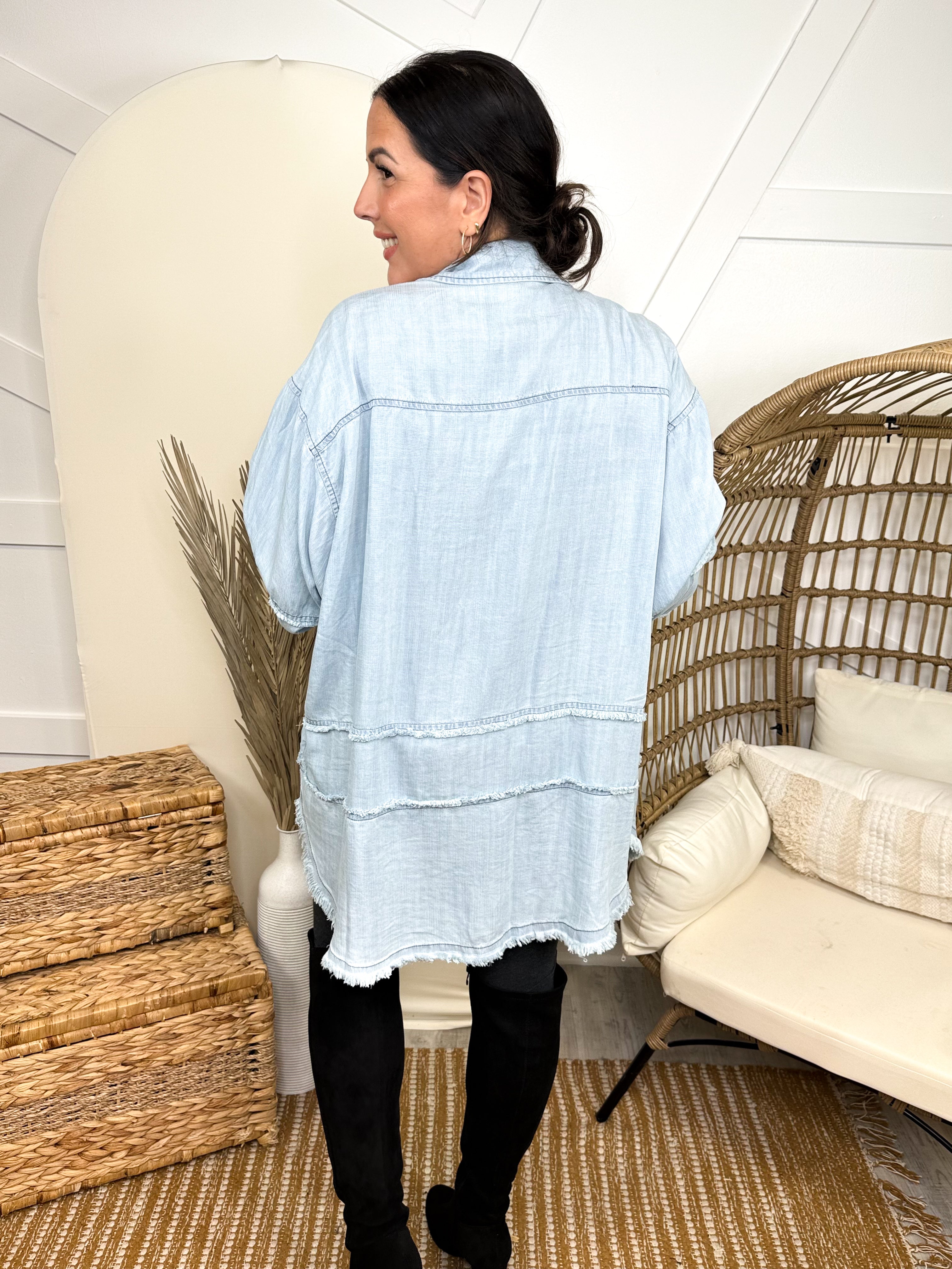 Love on the Weekend Button Down Top-120 LONG SLEEVE TOPS-EASEL-Heathered Boho Boutique, Women's Fashion and Accessories in Palmetto, FL