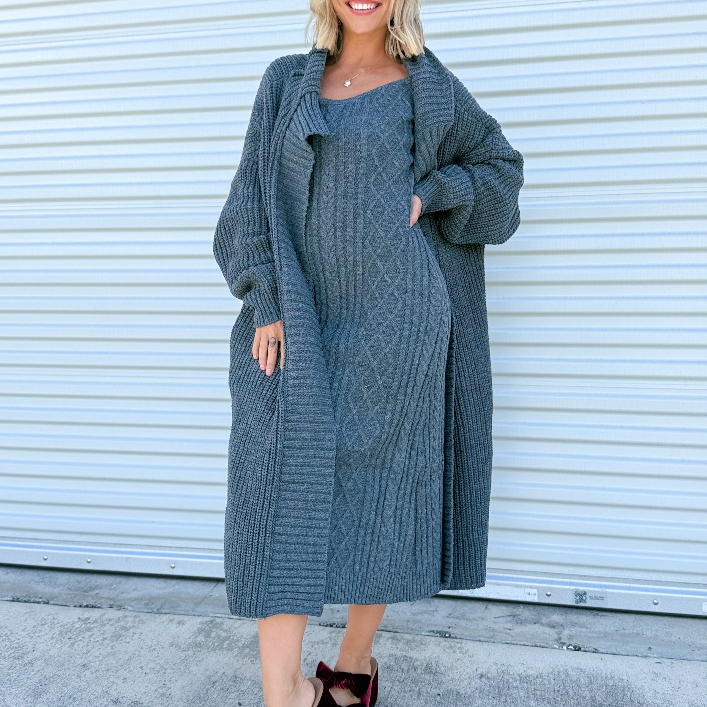 Long Night Dress Set-240 ACTIVEWEAR/SETS-Davi & Dani-Heathered Boho Boutique, Women's Fashion and Accessories in Palmetto, FL