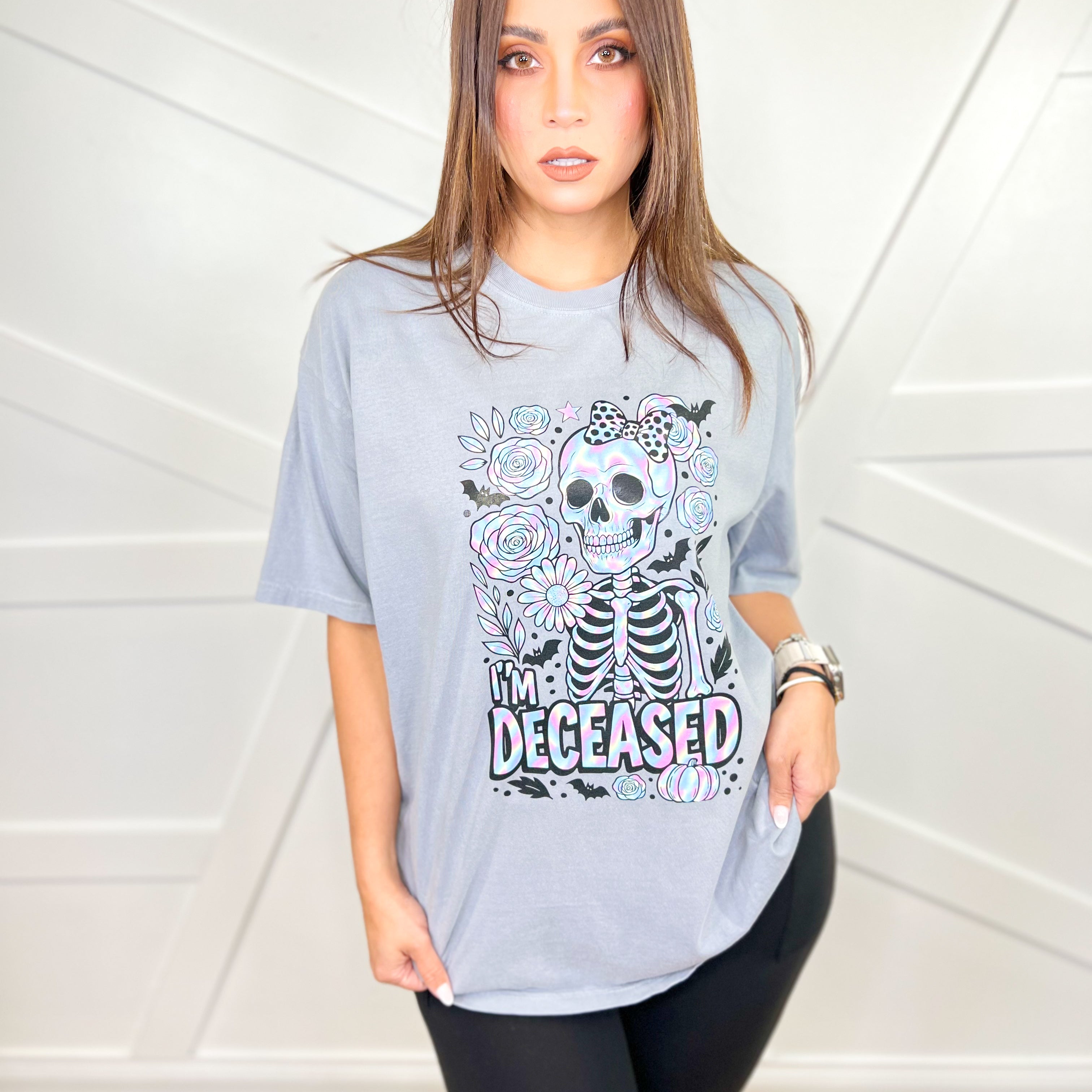 I'm Deceased Graphic Tee-Granite-130 Graphic Tees-Heathered Boho-Heathered Boho Boutique, Women's Fashion and Accessories in Palmetto, FL