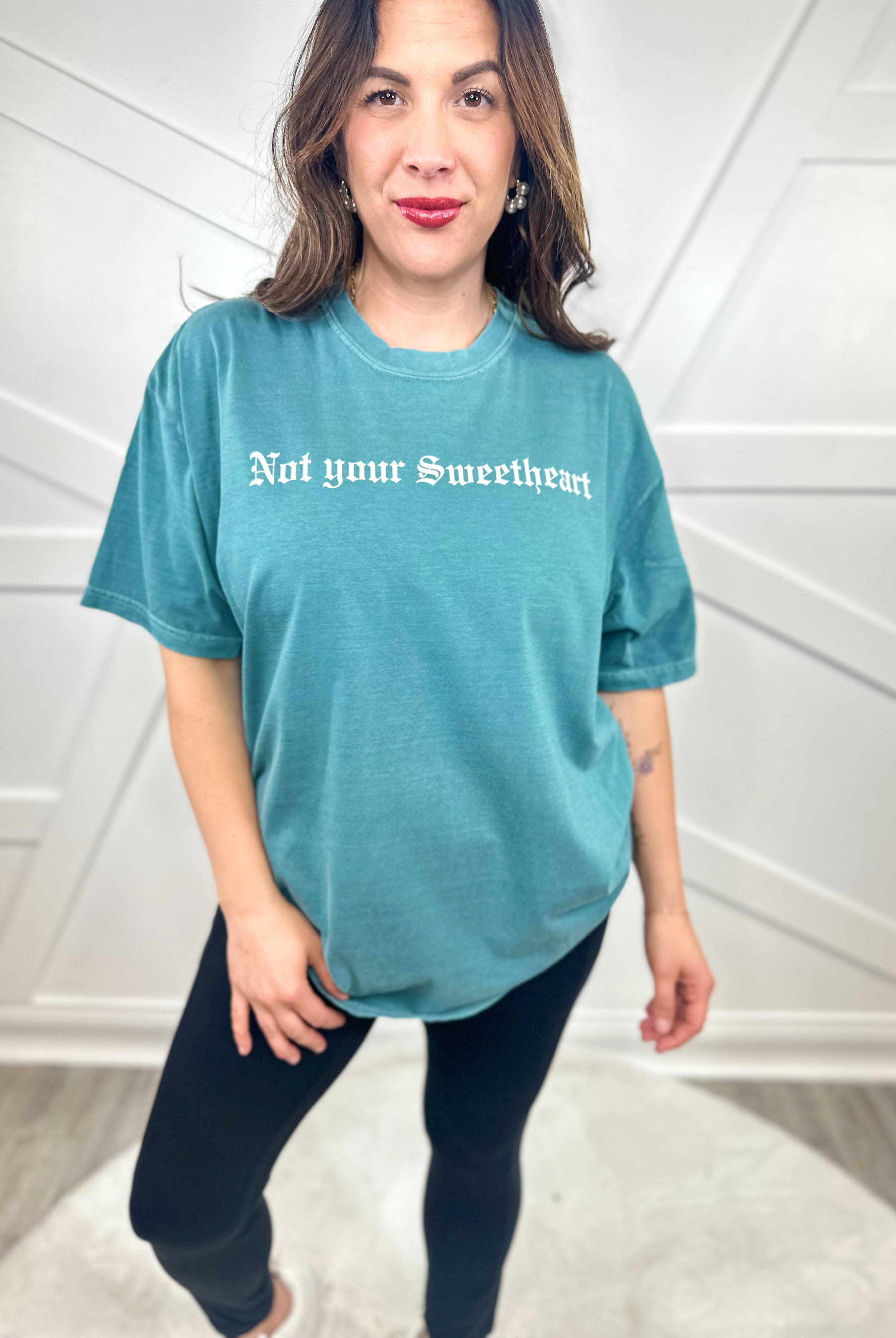 Not Your Sweetheart Graphic Tee - Emerald-130 Graphic Tees-Heathered Boho-Heathered Boho Boutique, Women's Fashion and Accessories in Palmetto, FL
