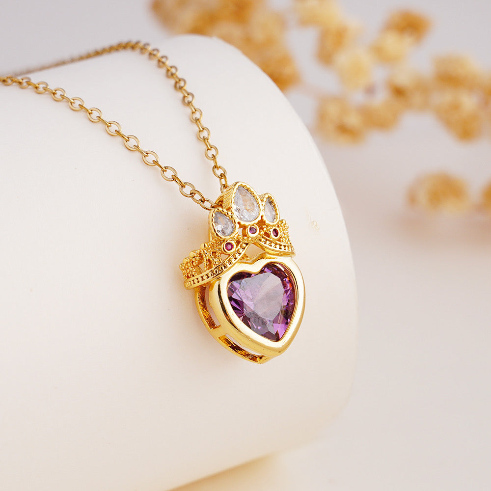 π Crown Jewel Heart Necklace-310 JEWELRY-NIHAO JEWELRY-Heathered Boho Boutique, Women's Fashion and Accessories in Palmetto, FL