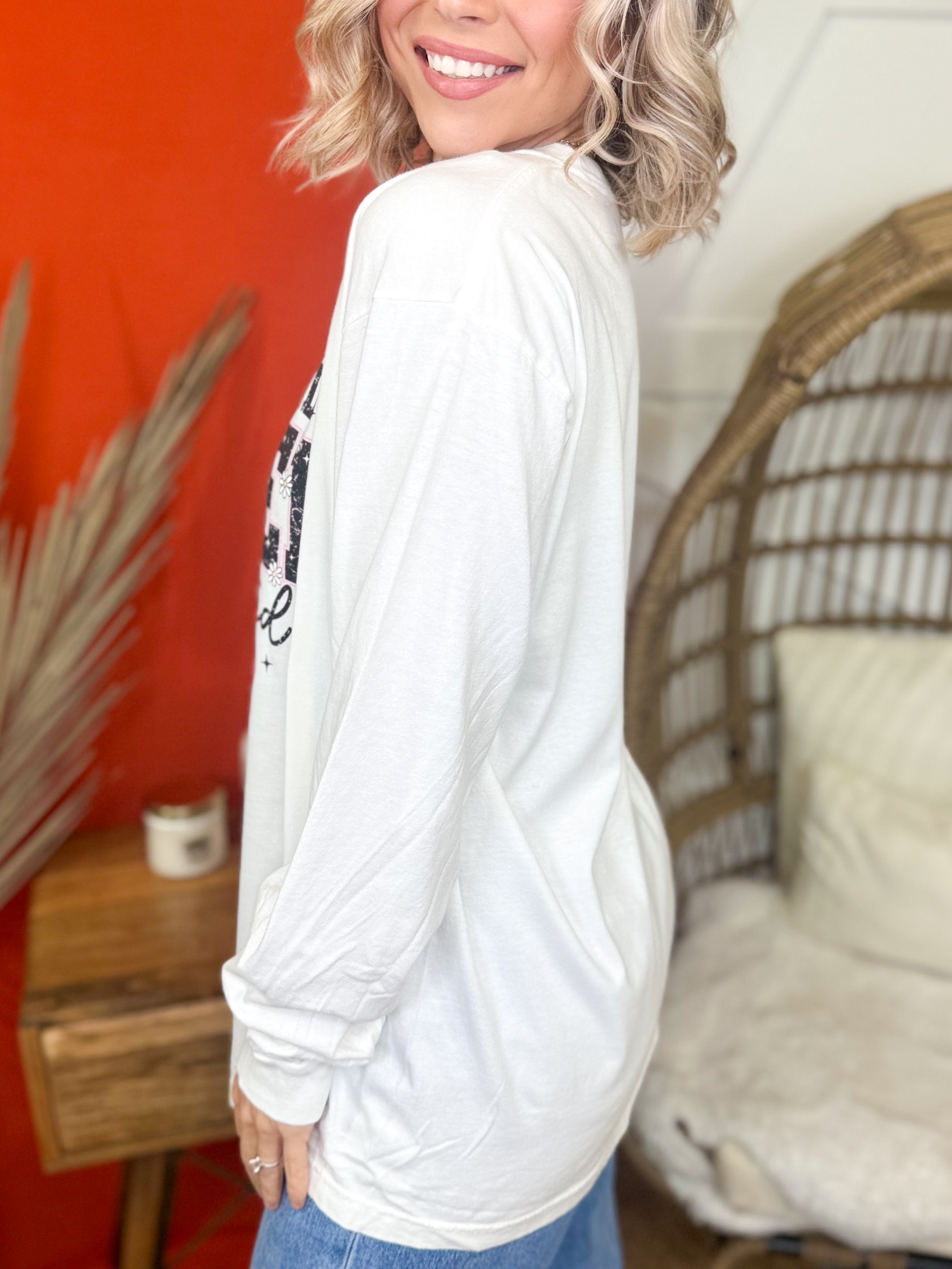 Maybe Iced Coffee Is Addicted To Me Graphic Long Sleeve-130 Graphic Tees-Heathered Boho-Heathered Boho Boutique, Women's Fashion and Accessories in Palmetto, FL