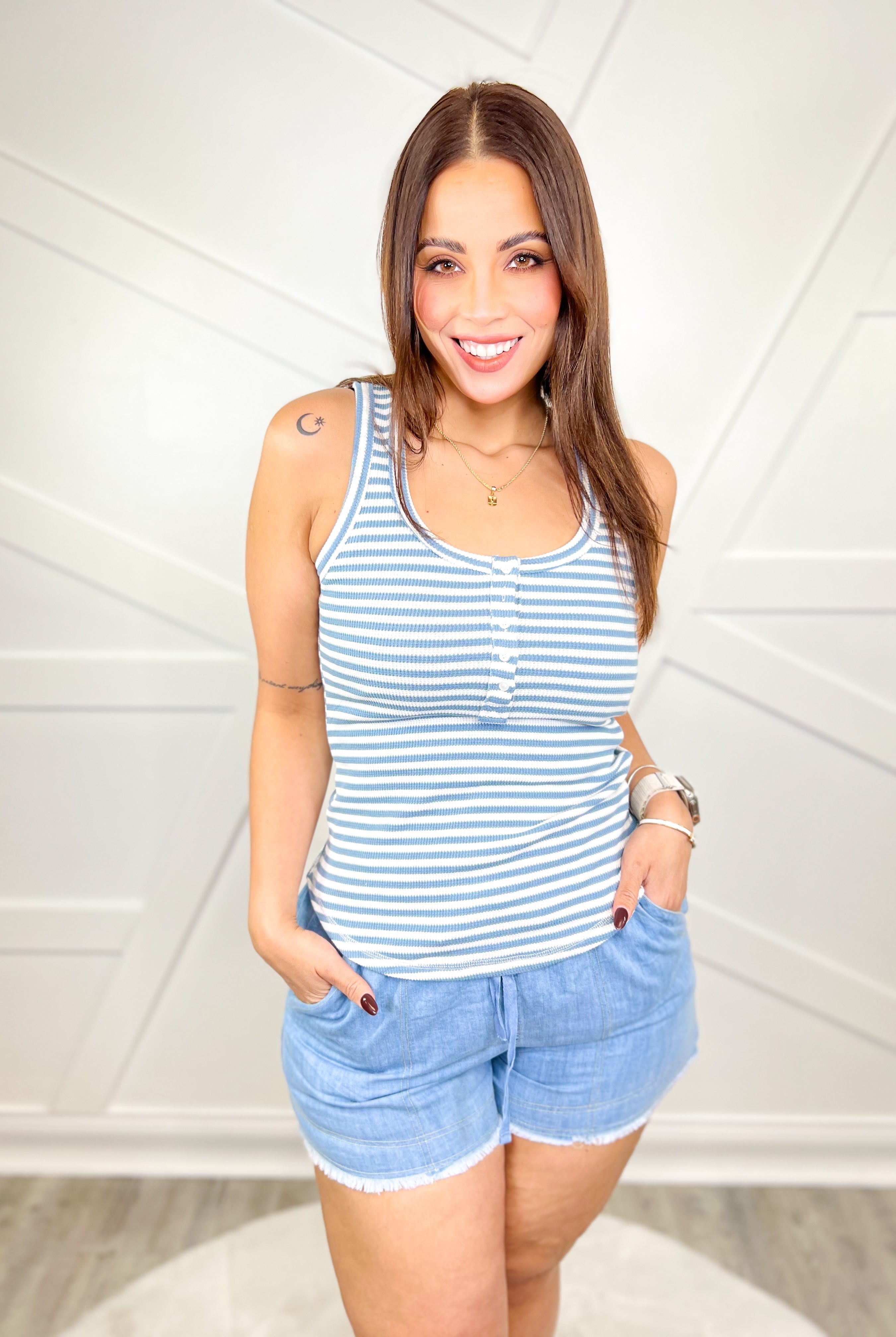 Dionne Striped Tank Top-100 TANK/CROP TOPS-VERY J-Heathered Boho Boutique, Women's Fashion and Accessories in Palmetto, FL