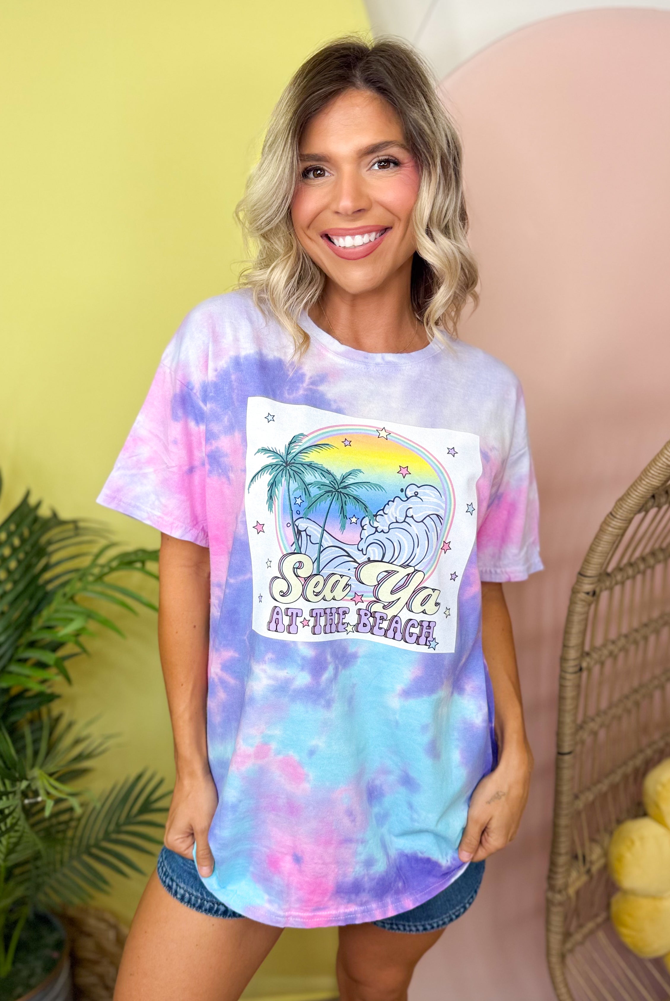 Sea Ya at the Beach Graphic Tee-130 Graphic Tees-Heathered Boho-Heathered Boho Boutique, Women's Fashion and Accessories in Palmetto, FL