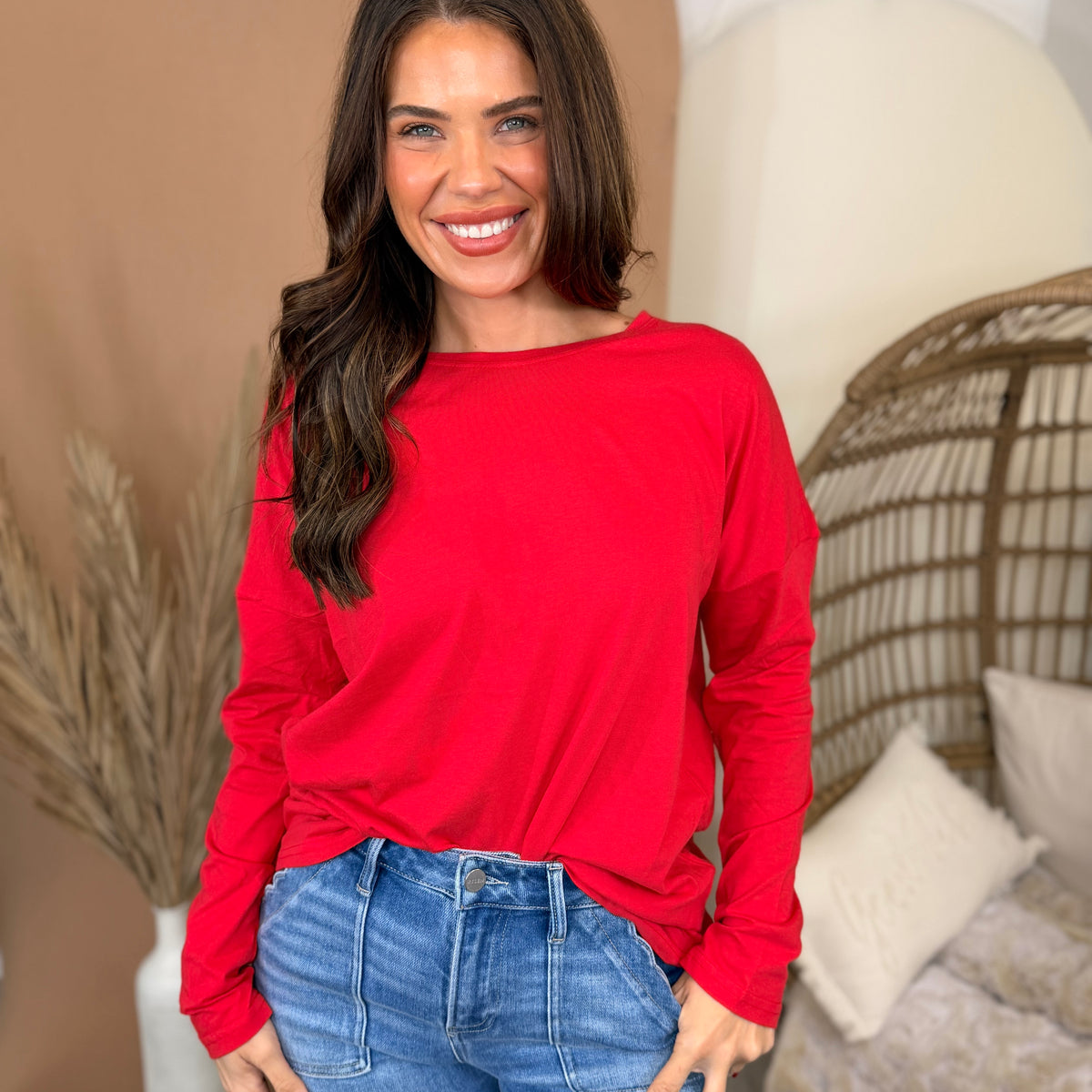 Doorbuster: The Unscripted Long Sleeve Top-120 LONG SLEEVE TOPS-ZENANA-Heathered Boho Boutique, Women's Fashion and Accessories in Palmetto, FL