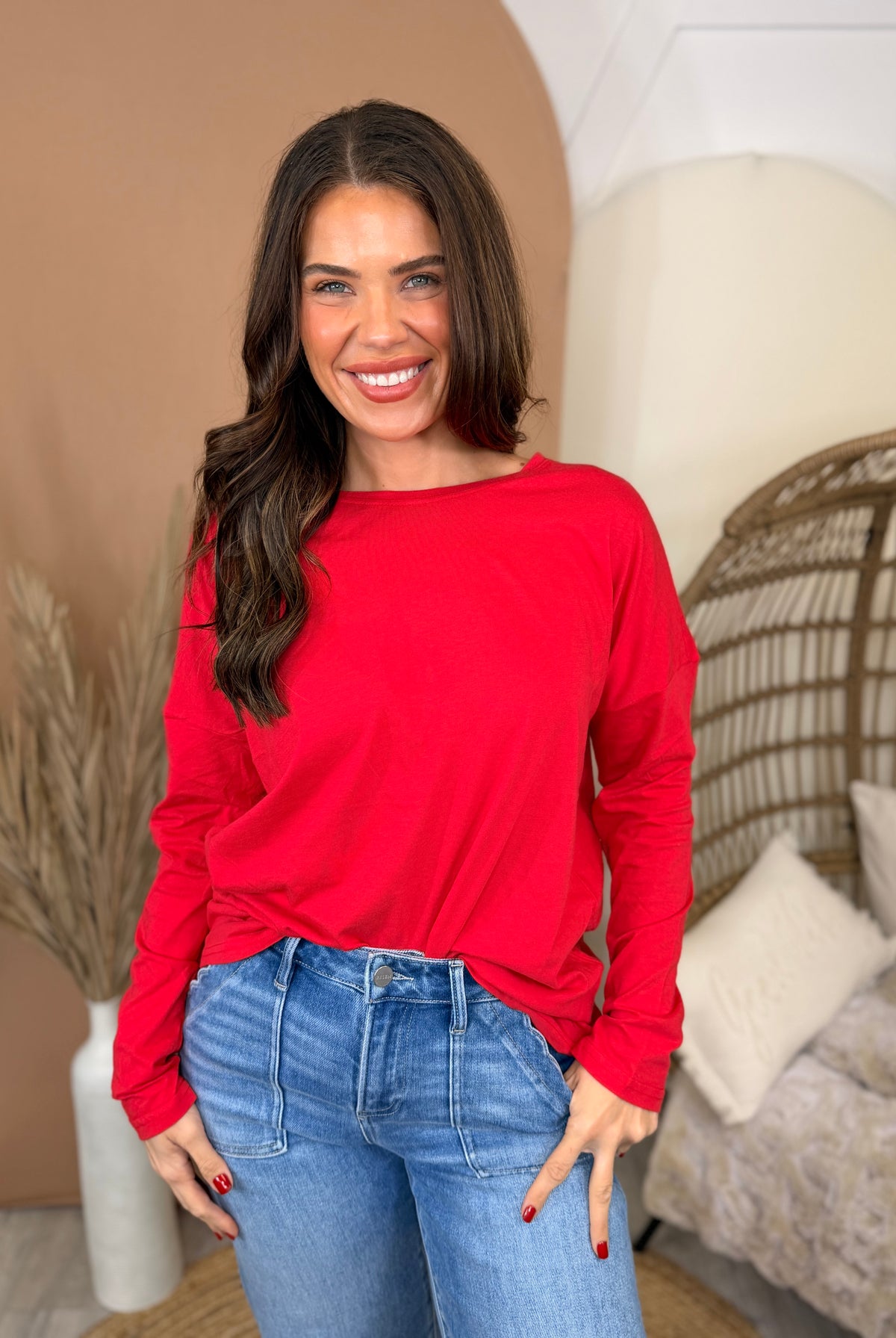 Doorbuster: The Unscripted Long Sleeve Top-120 LONG SLEEVE TOPS-ZENANA-Heathered Boho Boutique, Women's Fashion and Accessories in Palmetto, FL