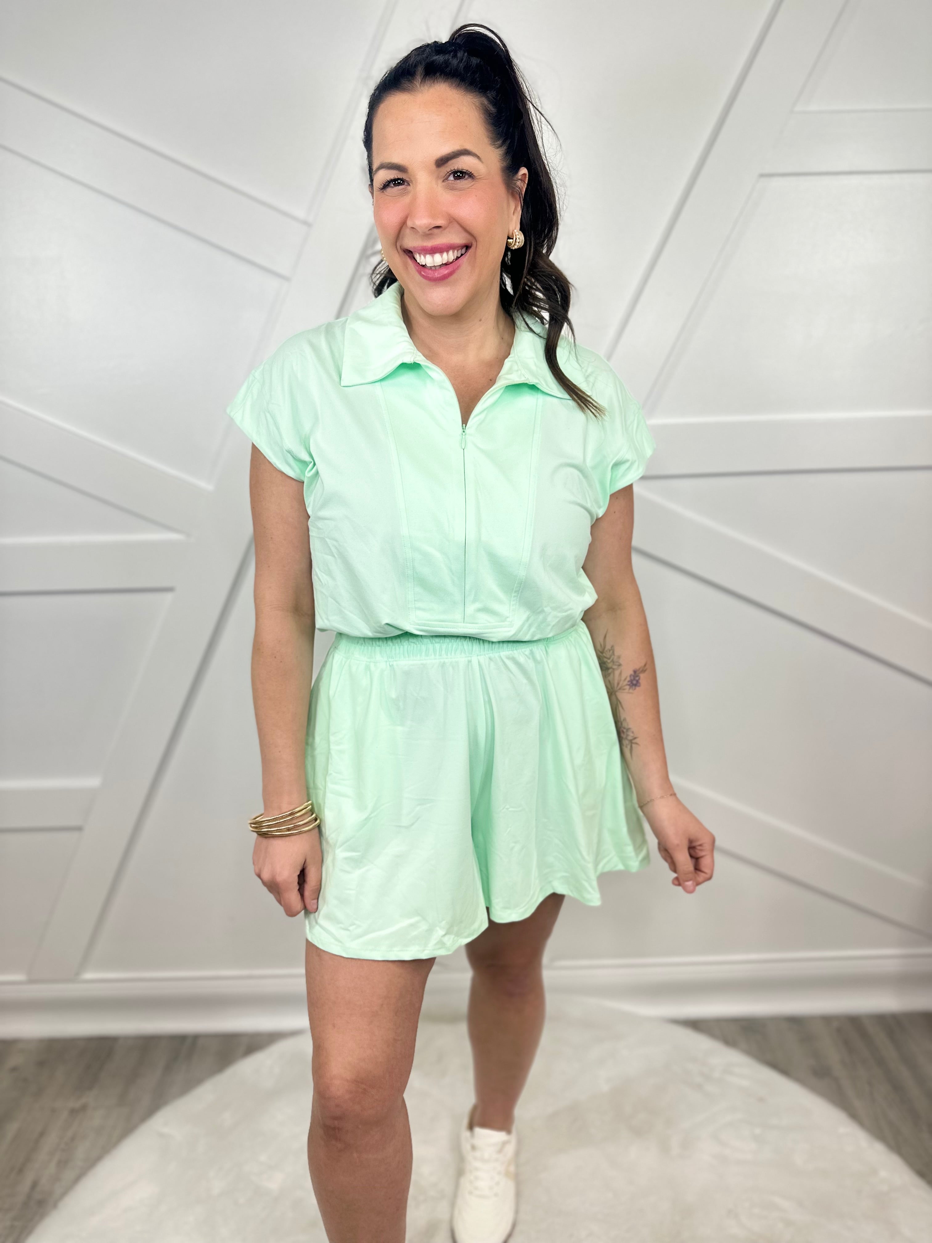 RESTOCK : Game Set Match Romper-230 Dresses/Jumpsuits/Rompers-Rae Mode-Heathered Boho Boutique, Women's Fashion and Accessories in Palmetto, FL