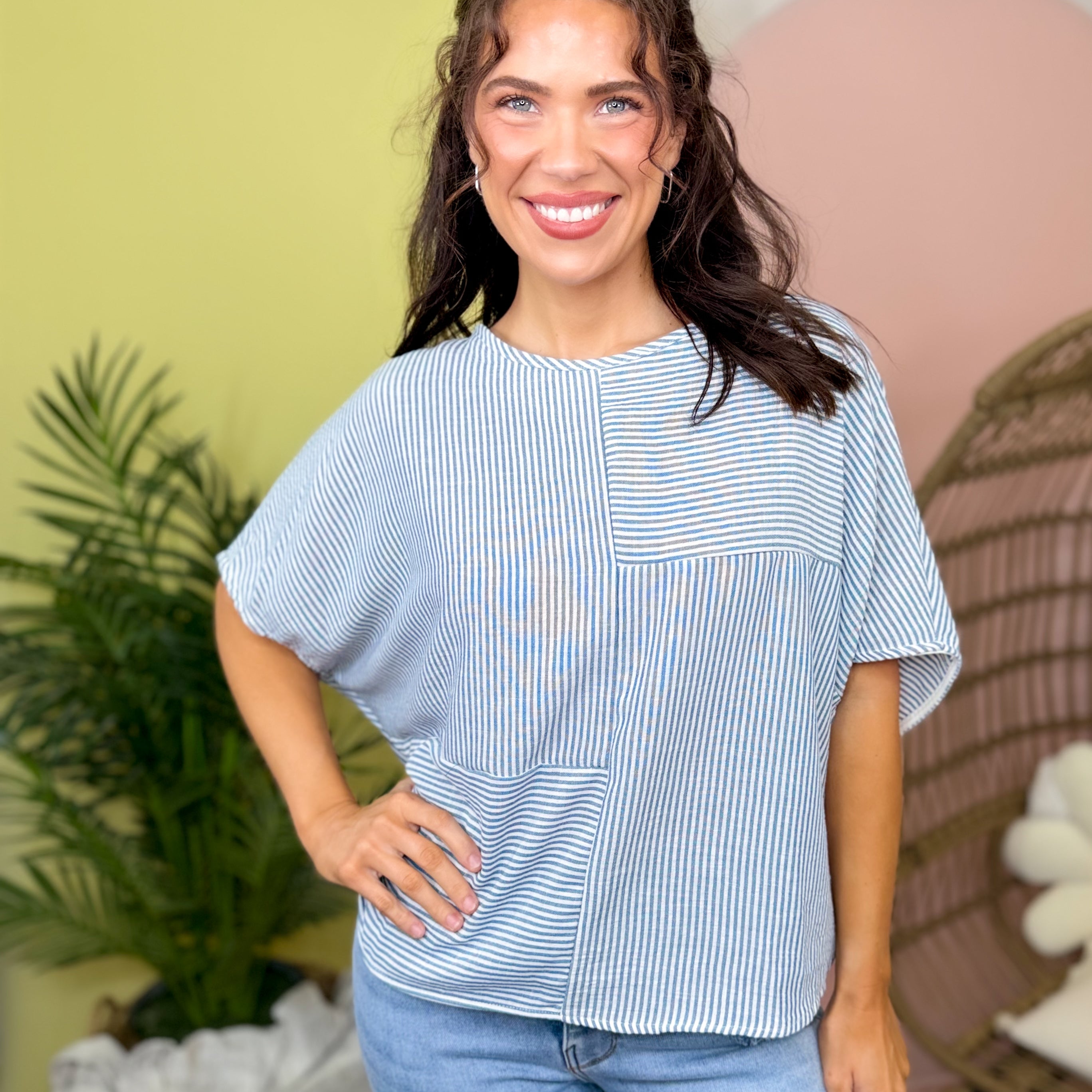 Coastal Calm Oversized Top-110 SHORT SLEEVE TOP-SEW IN LOVE-Heathered Boho Boutique, Women's Fashion and Accessories in Palmetto, FL