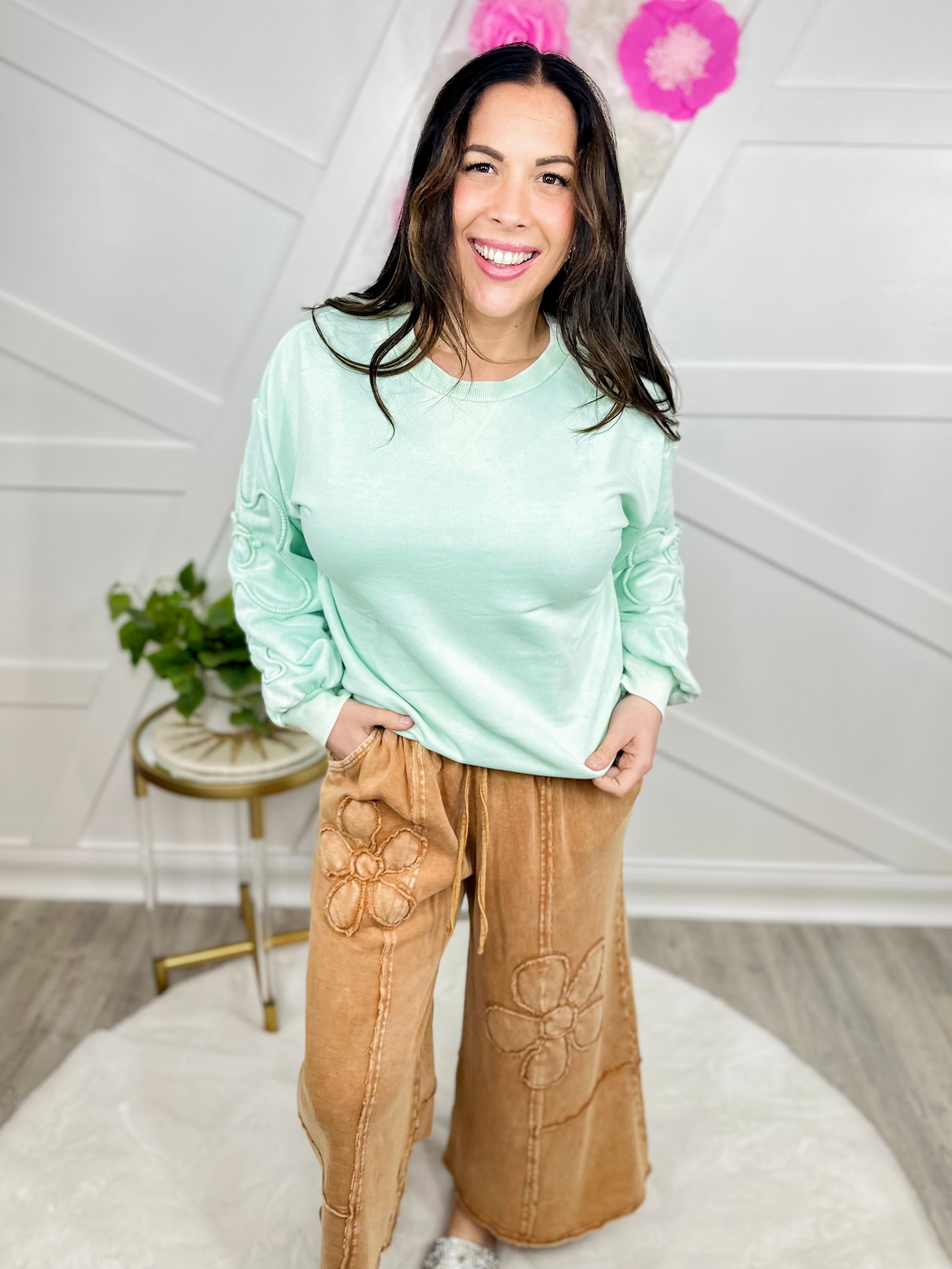 Restock: Floral Utility Mineral Wash Pants-150 PANTS-Easel-Heathered Boho Boutique, Women's Fashion and Accessories in Palmetto, FL