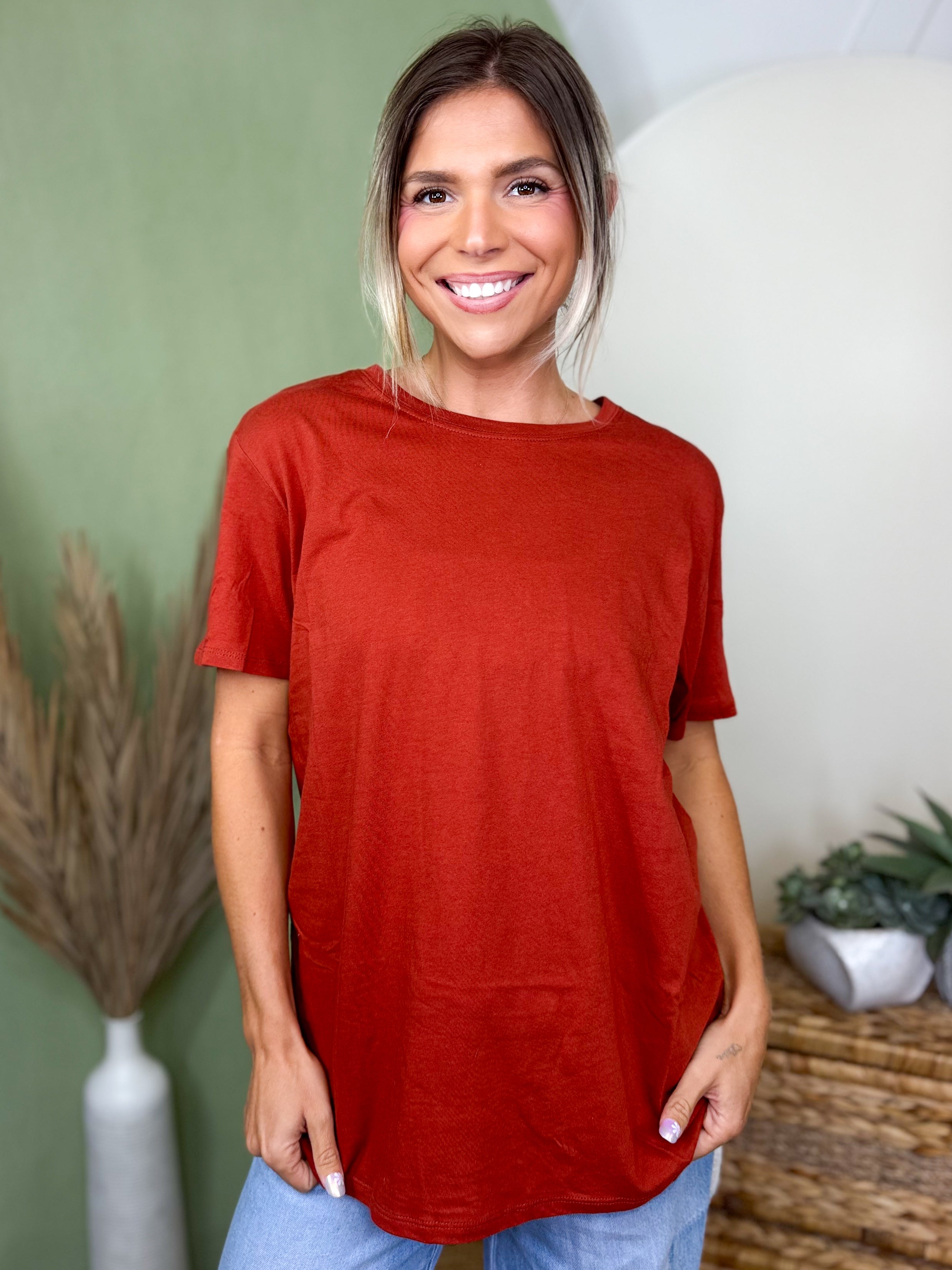 Better Than Your Boyfriend's Tee-110 SHORT SLEEVE TOP-ZENANA-Heathered Boho Boutique, Women's Fashion and Accessories in Palmetto, FL
