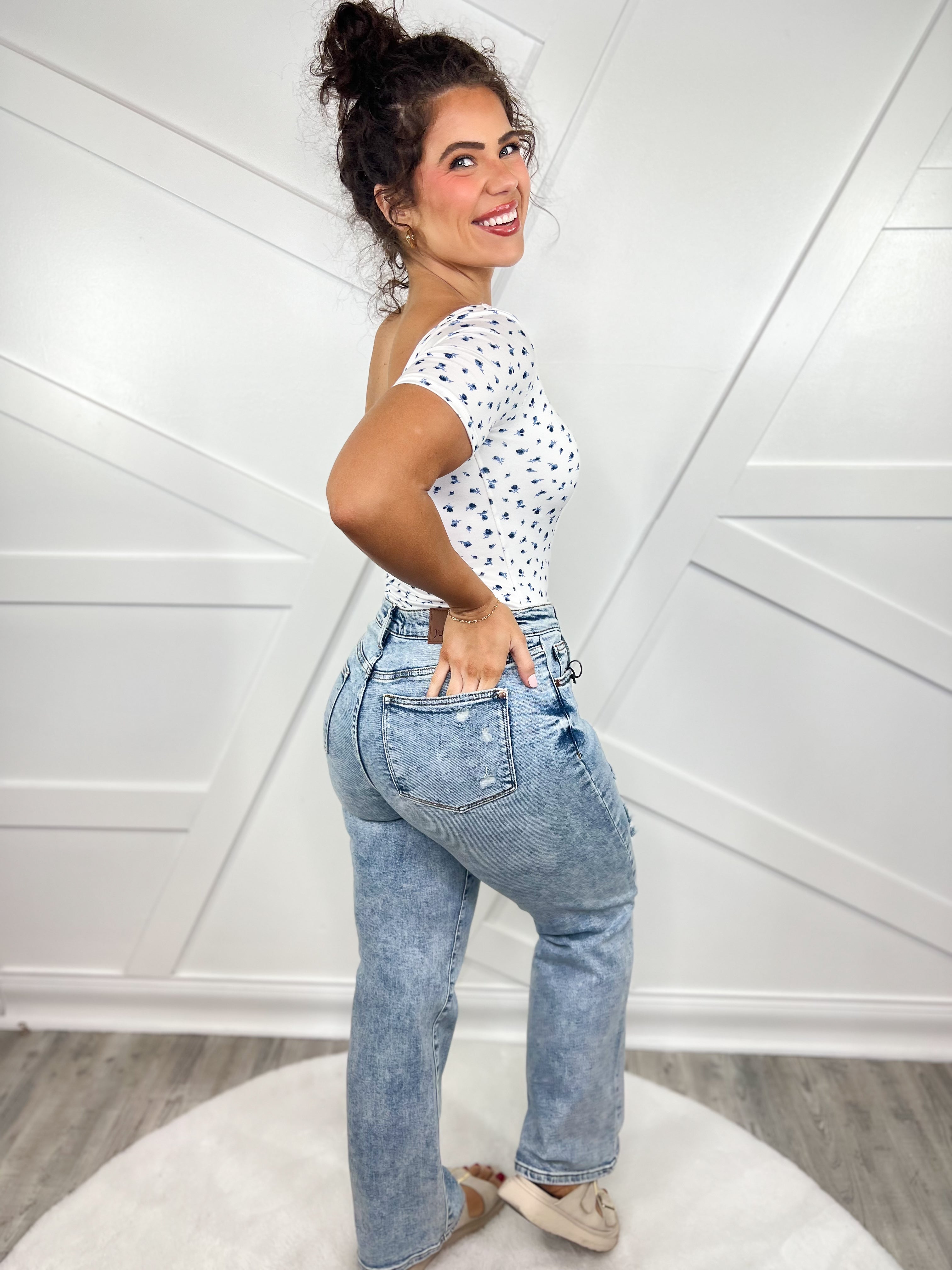 Retro Remix Straight Leg Jeans by Judy Blue-190 Jeans-Judy Blue-Heathered Boho Boutique, Women's Fashion and Accessories in Palmetto, FL