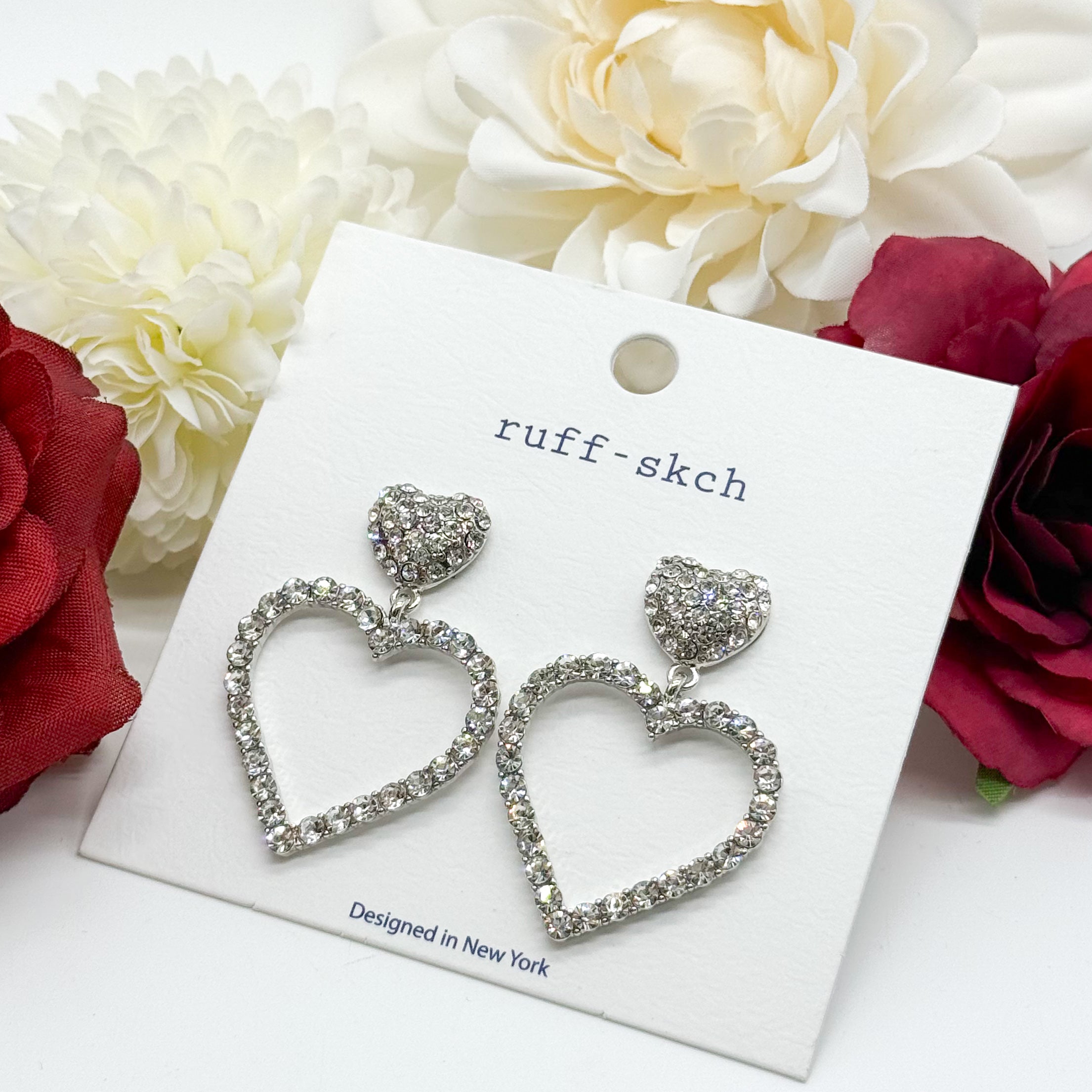 Strong Love Heart Earrings-310 Jewelry-Rough Sketch-Heathered Boho Boutique, Women's Fashion and Accessories in Palmetto, FL