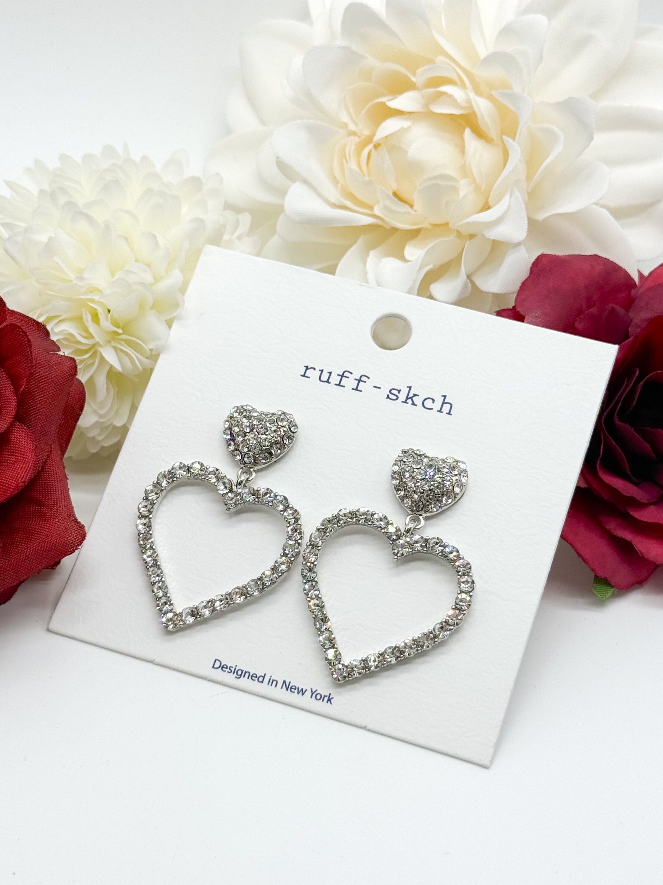 Strong Love Heart Earrings-310 Jewelry-Rough Sketch-Heathered Boho Boutique, Women's Fashion and Accessories in Palmetto, FL